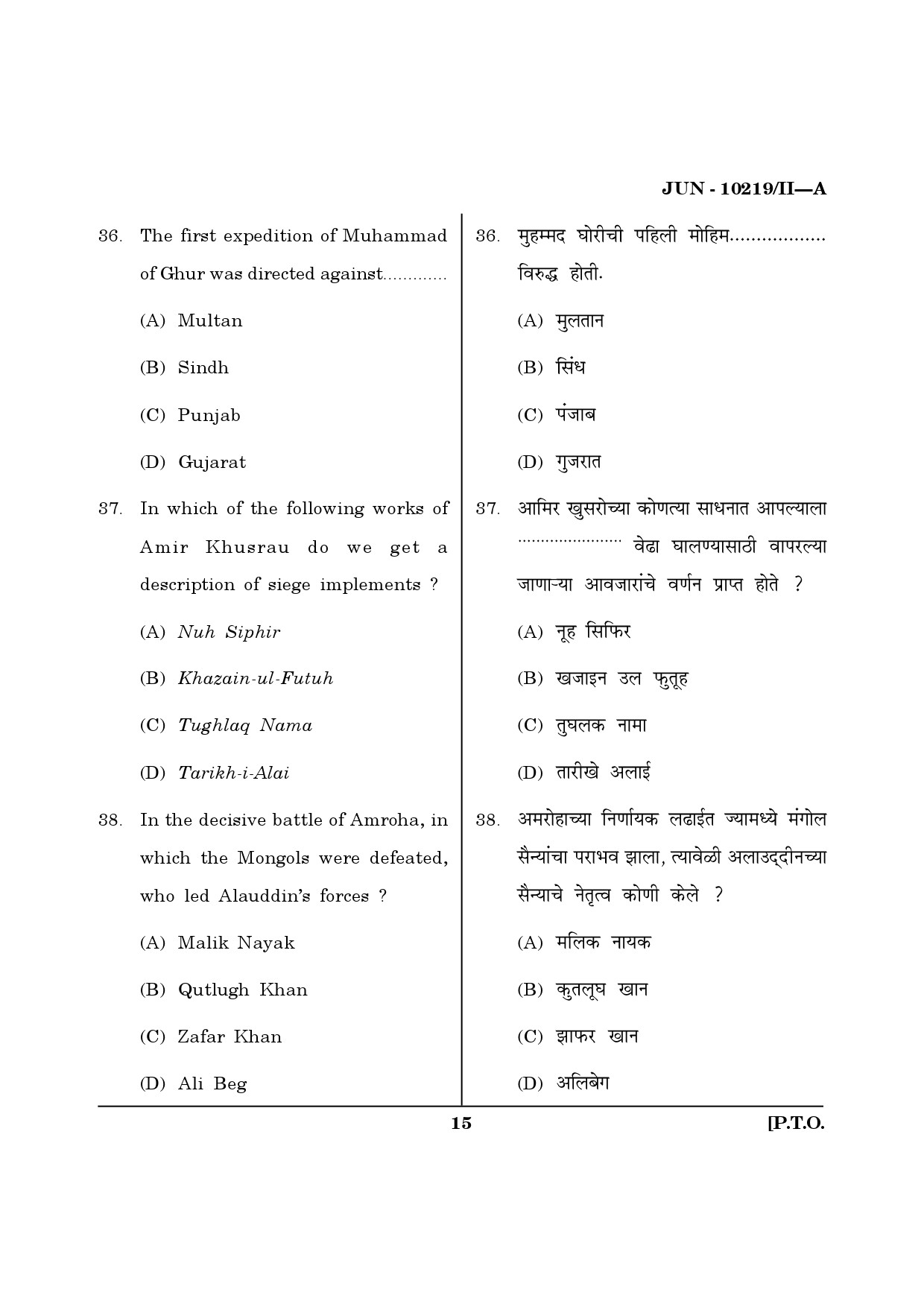 Maharashtra SET History Question Paper II June 2019 14