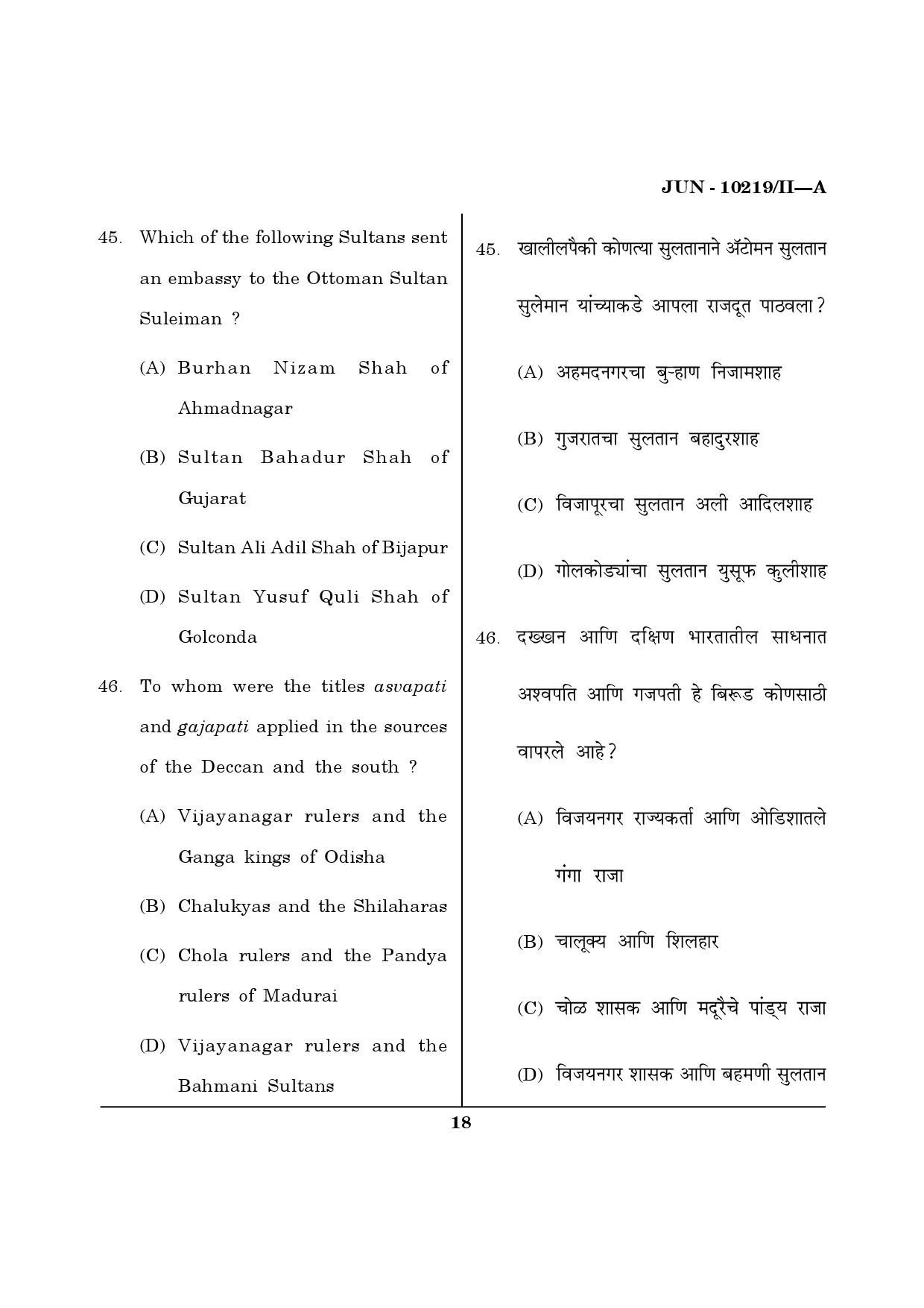 Maharashtra SET History Question Paper II June 2019 17