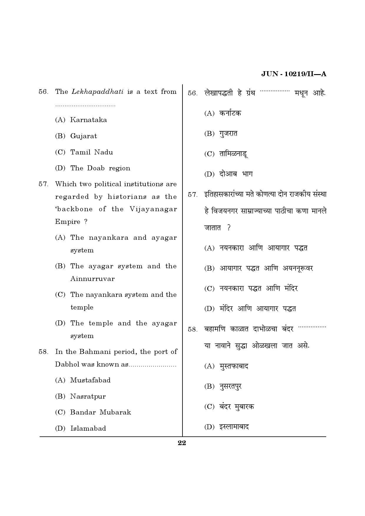 Maharashtra SET History Question Paper II June 2019 21