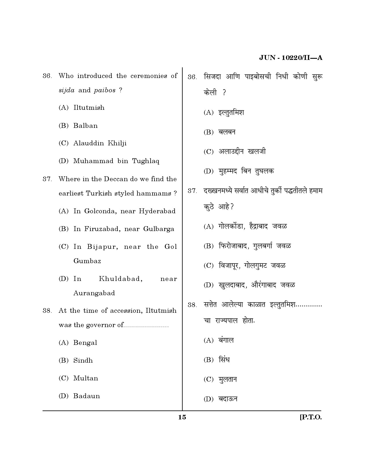 Maharashtra SET History Question Paper II June 2020 14