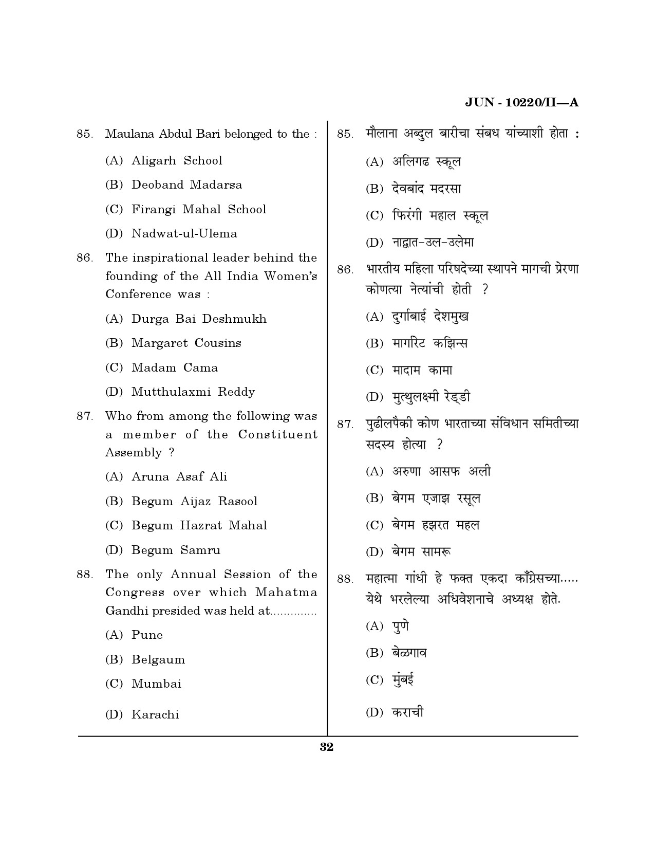 Maharashtra SET History Question Paper II June 2020 31