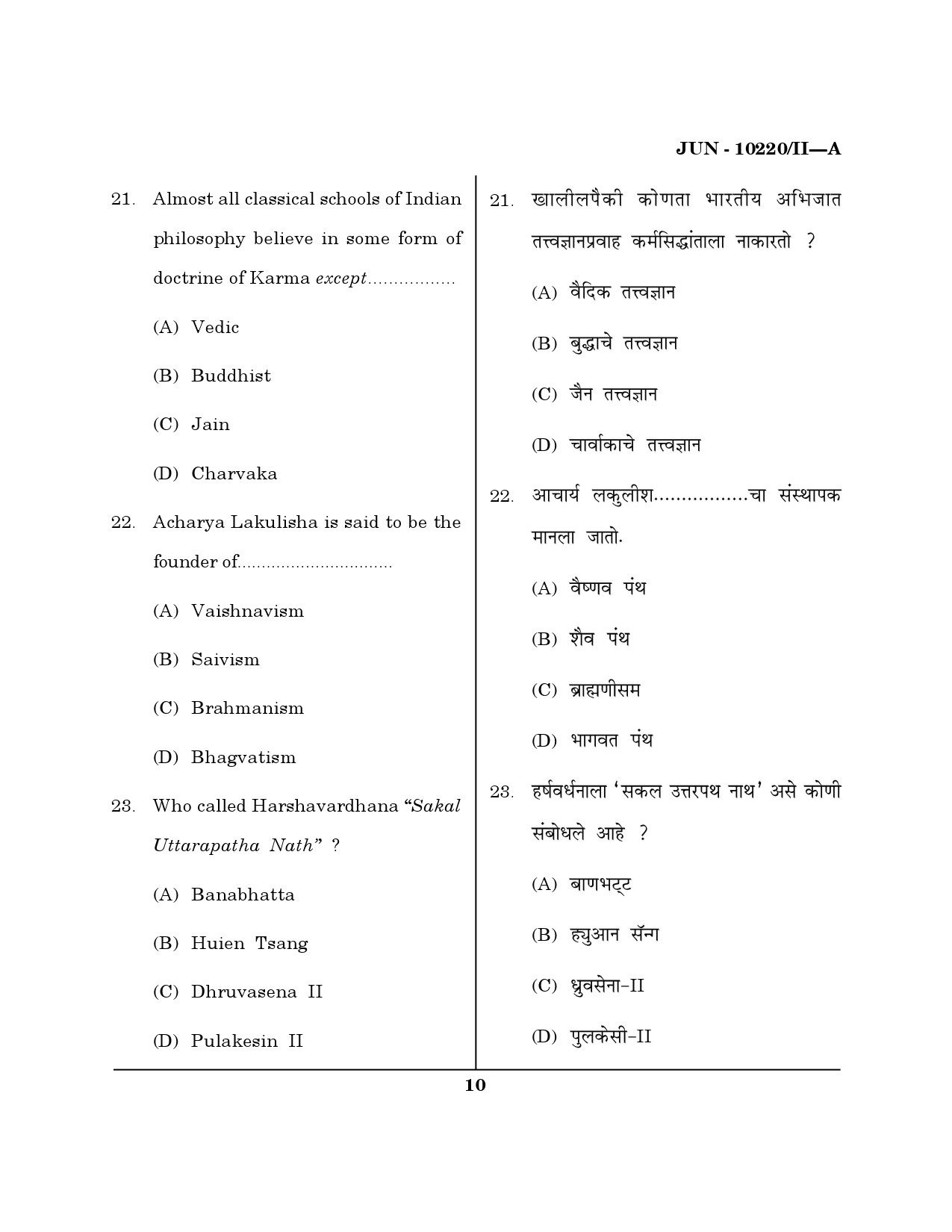 Maharashtra SET History Question Paper II June 2020 9
