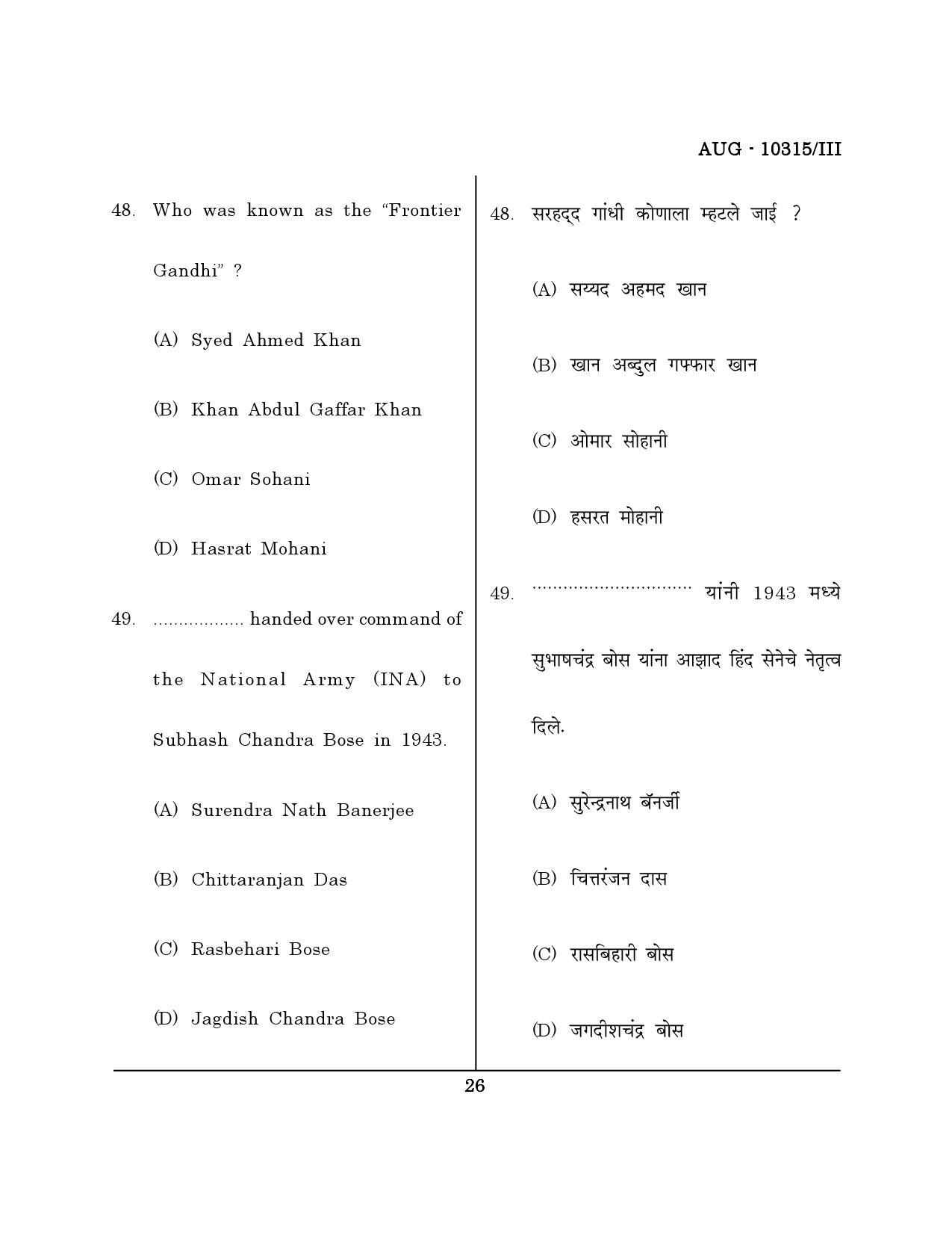 Maharashtra SET History Question Paper III August 2015 25