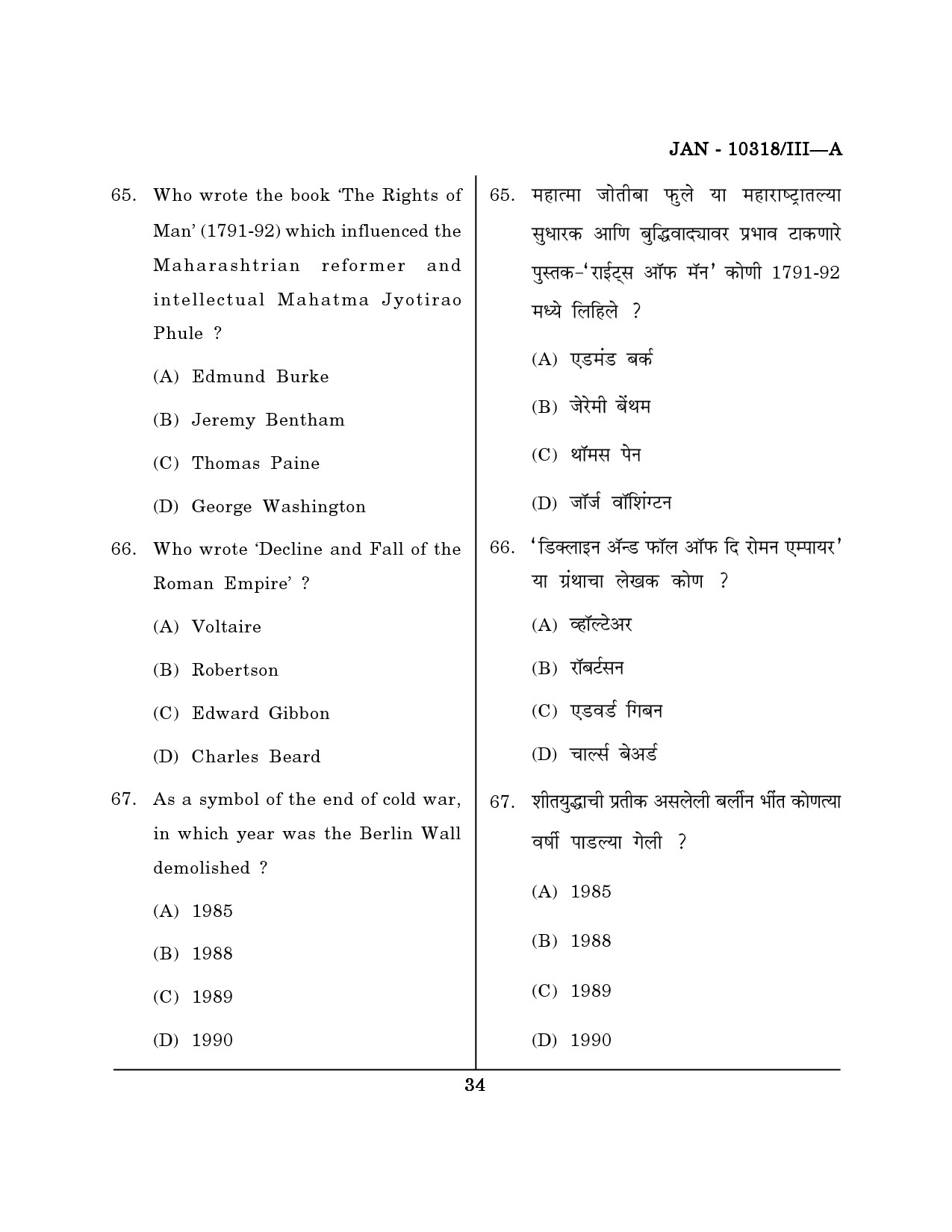 Maharashtra SET History Question Paper III January 2018 33