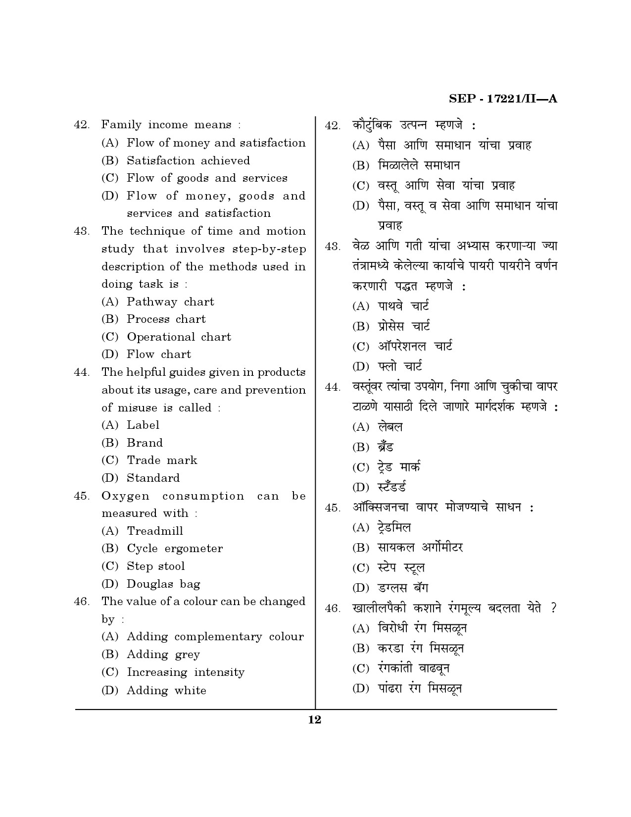 Maharashtra SET Home Science Exam Question Paper September 2021 11
