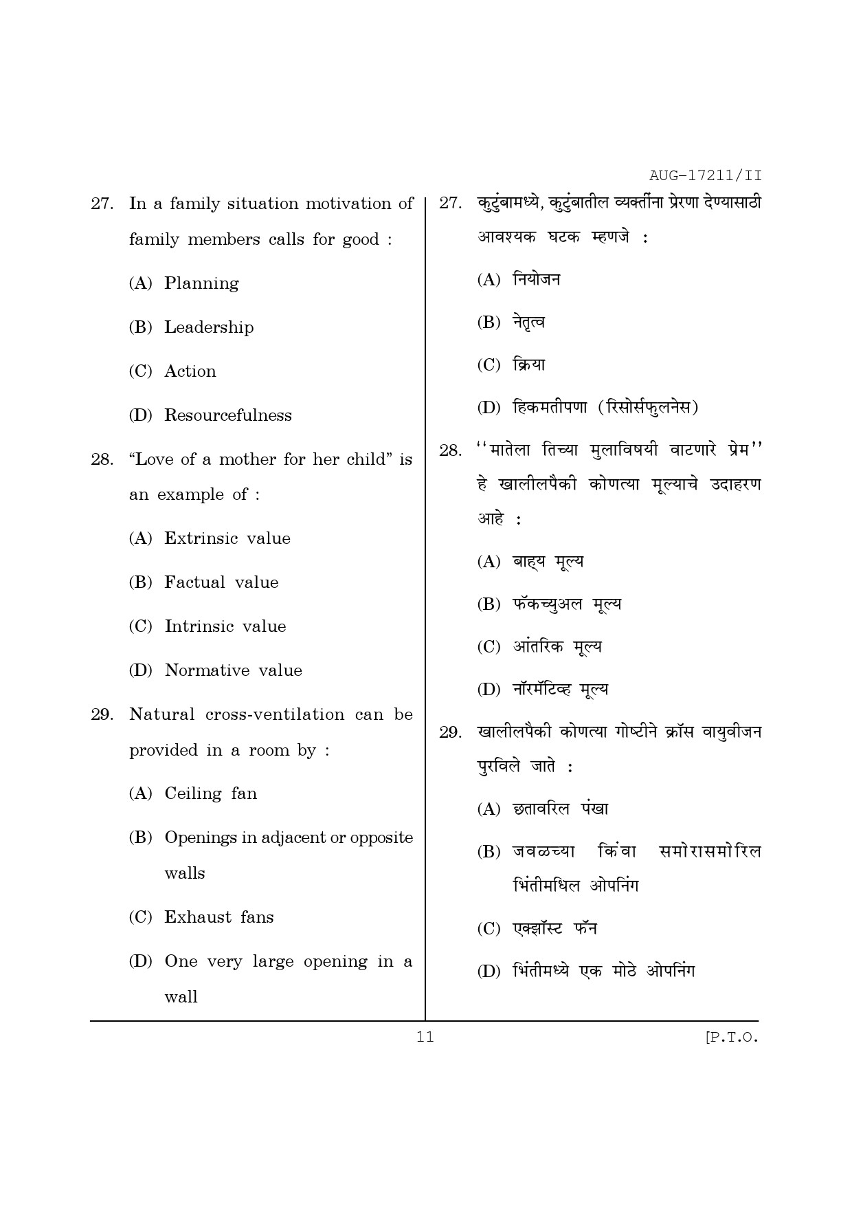 Maharashtra SET Home Science Question Paper II August 2011 11