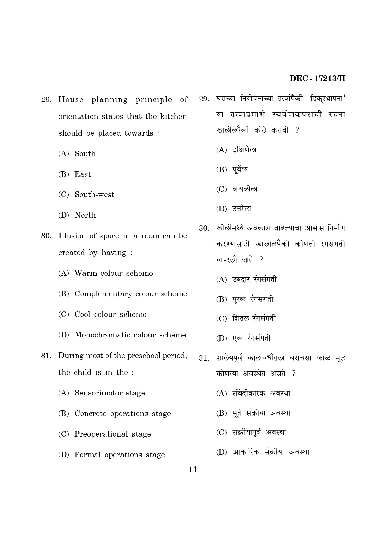Maharashtra SET Home Science Question Paper II December 2013 13
