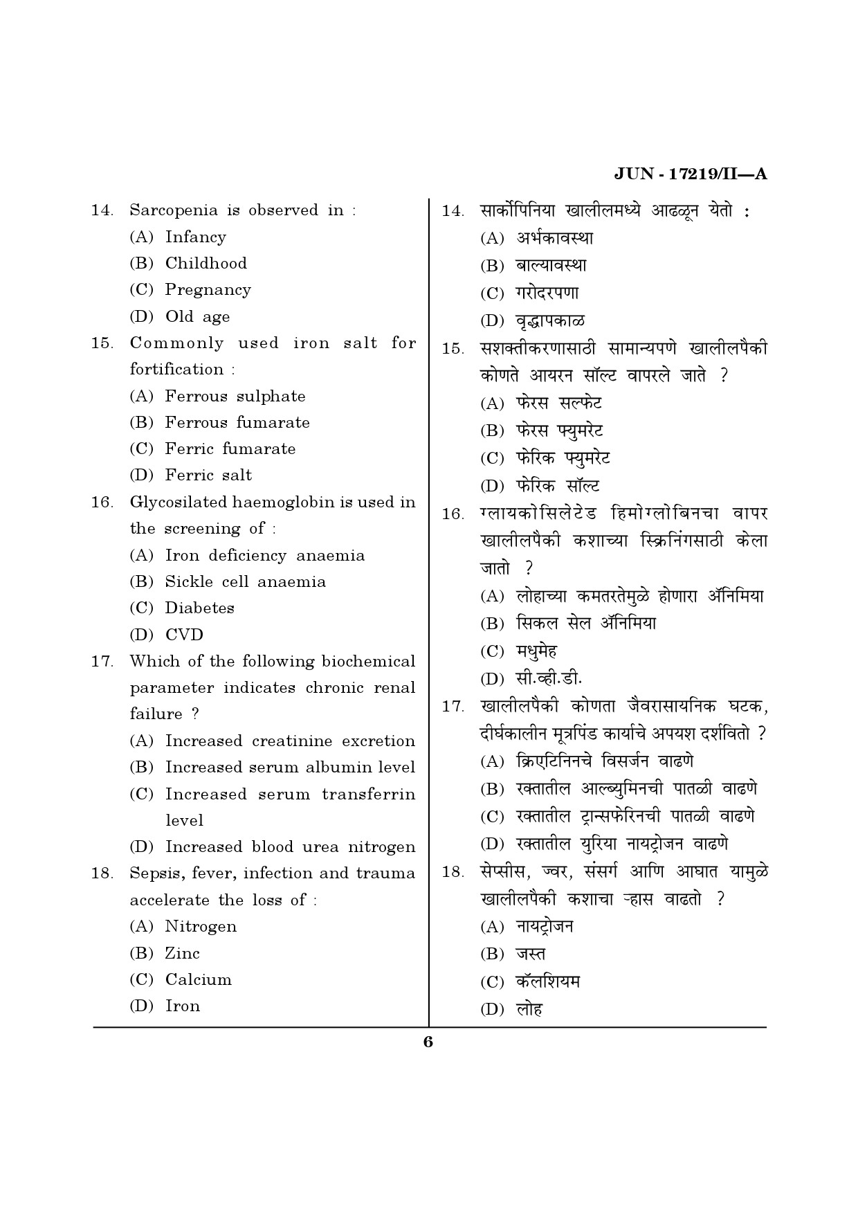Maharashtra SET Home Science Question Paper II June 2019 5