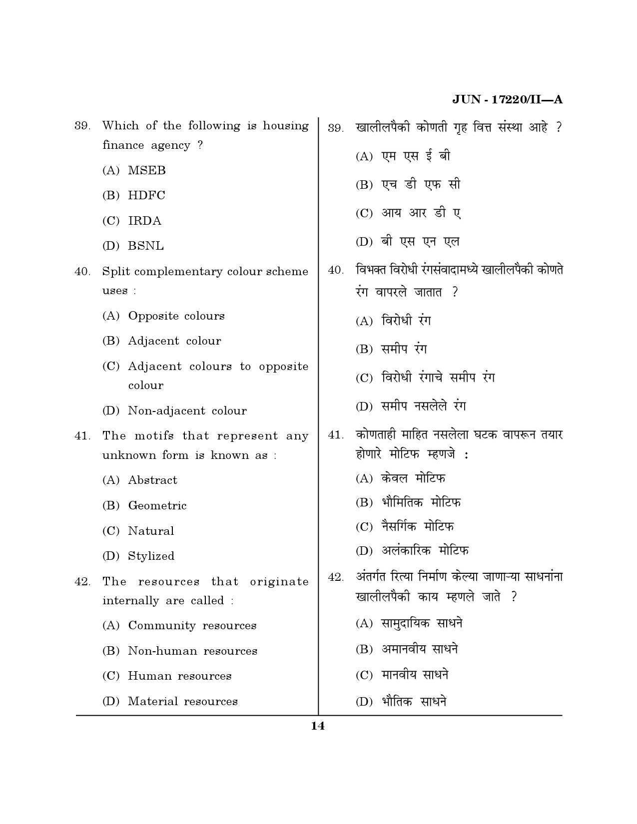 Maharashtra SET Home Science Question Paper II June 2020 13