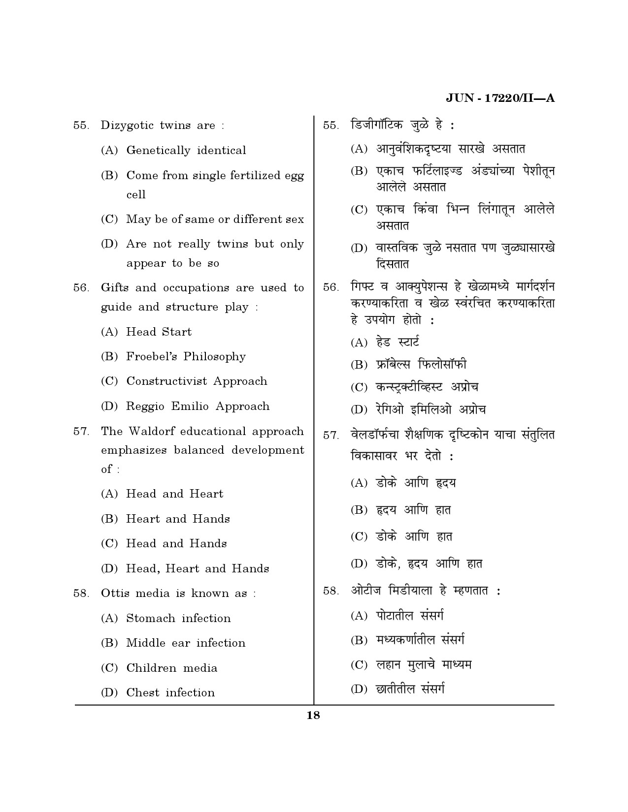 Maharashtra SET Home Science Question Paper II June 2020 17