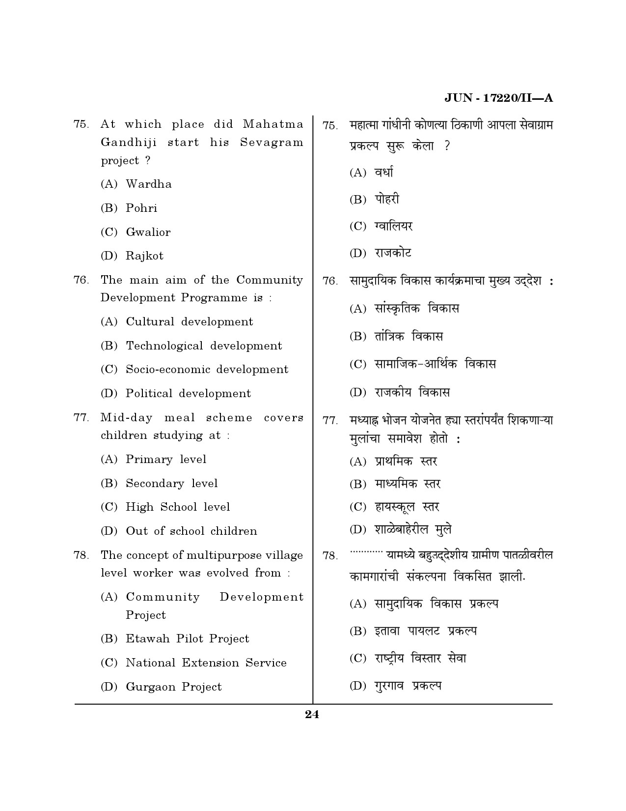 Maharashtra SET Home Science Question Paper II June 2020 23