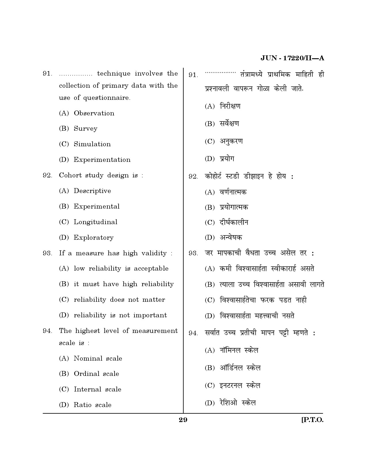 Maharashtra SET Home Science Question Paper II June 2020 28