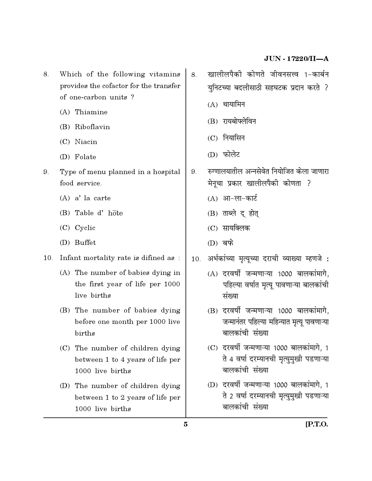 Maharashtra SET Home Science Question Paper II June 2020 4