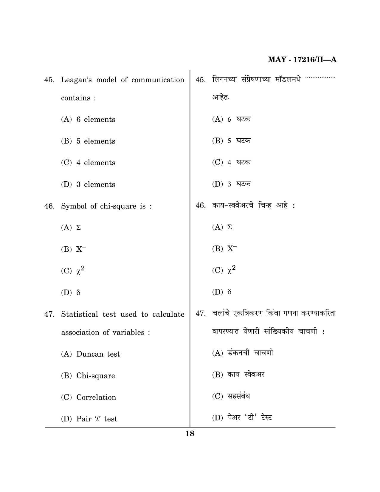 Maharashtra SET Home Science Question Paper II May 2016 17