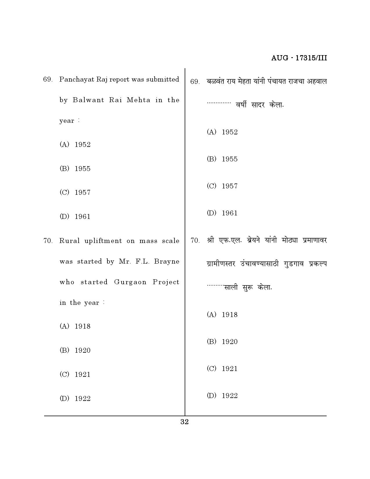 Maharashtra SET Home Science Question Paper III August 2015 31