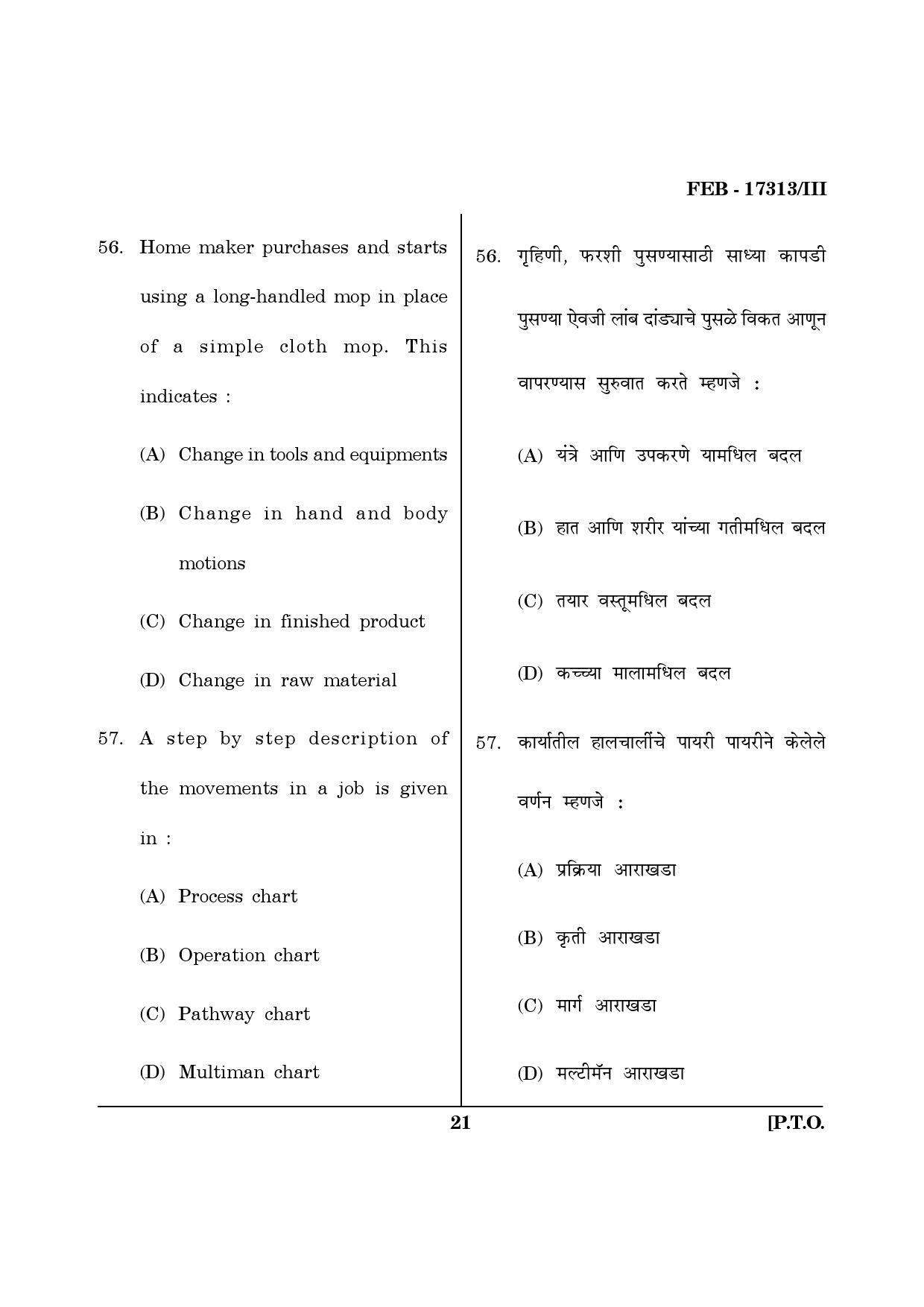 Maharashtra SET Home Science Question Paper III February 2013 21