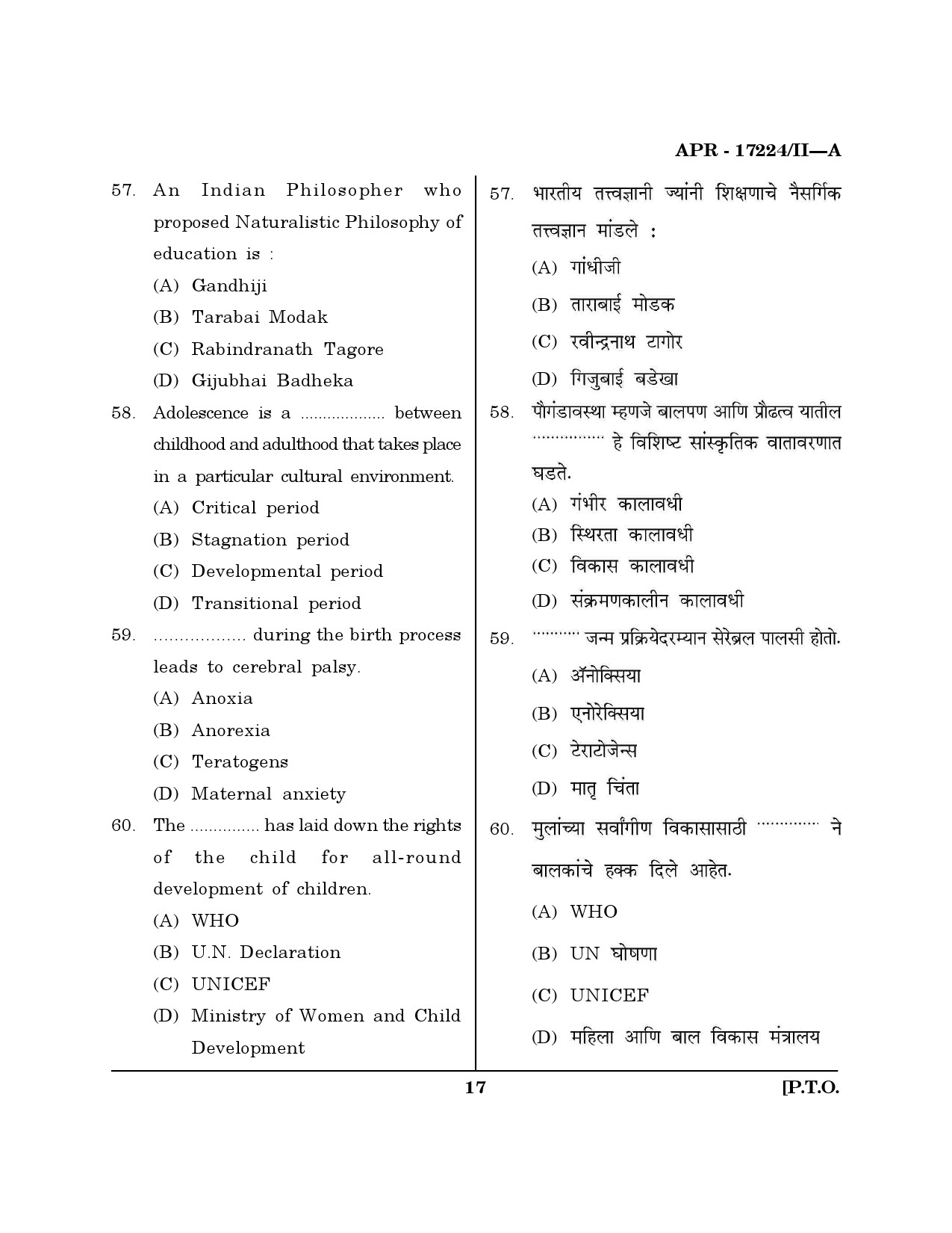 MH SET Home Science Question Paper II April 2024 16