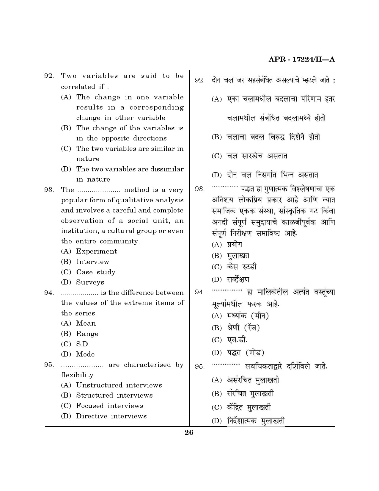 MH SET Home Science Question Paper II April 2024 25