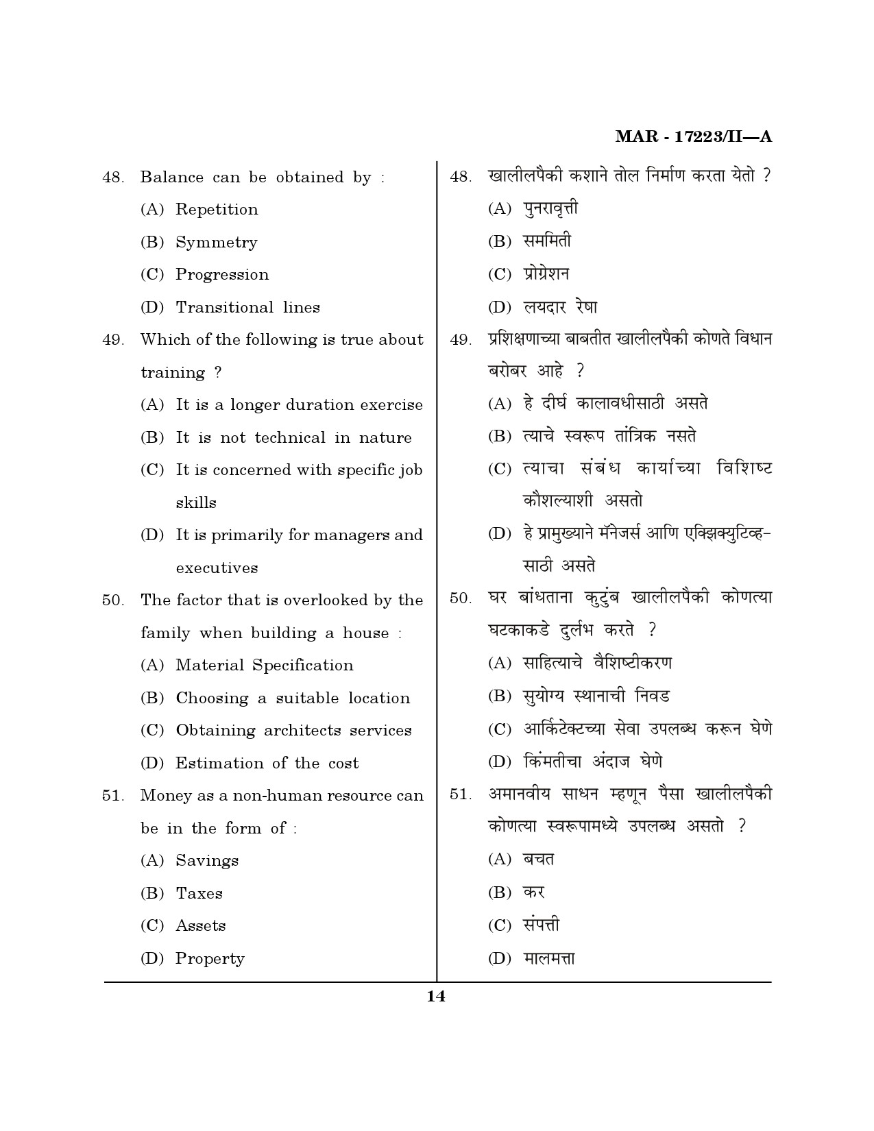 MH SET Home Science Question Paper II March 2023 13