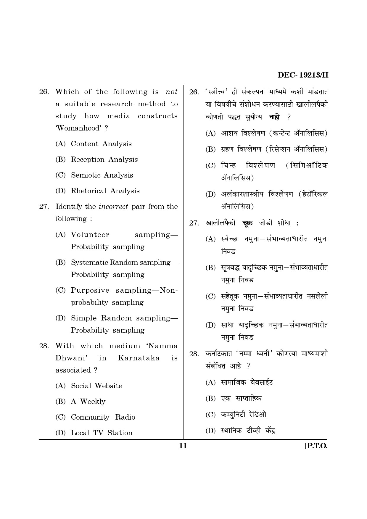 Maharashtra SET Journalism and Mass Communication Question Paper II December 2013 10