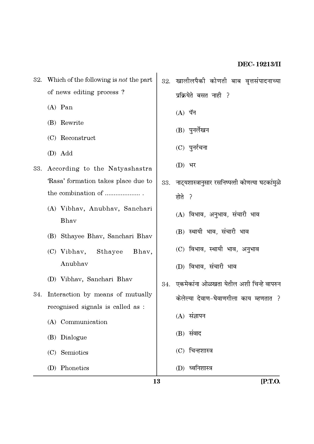 Maharashtra SET Journalism and Mass Communication Question Paper II December 2013 12