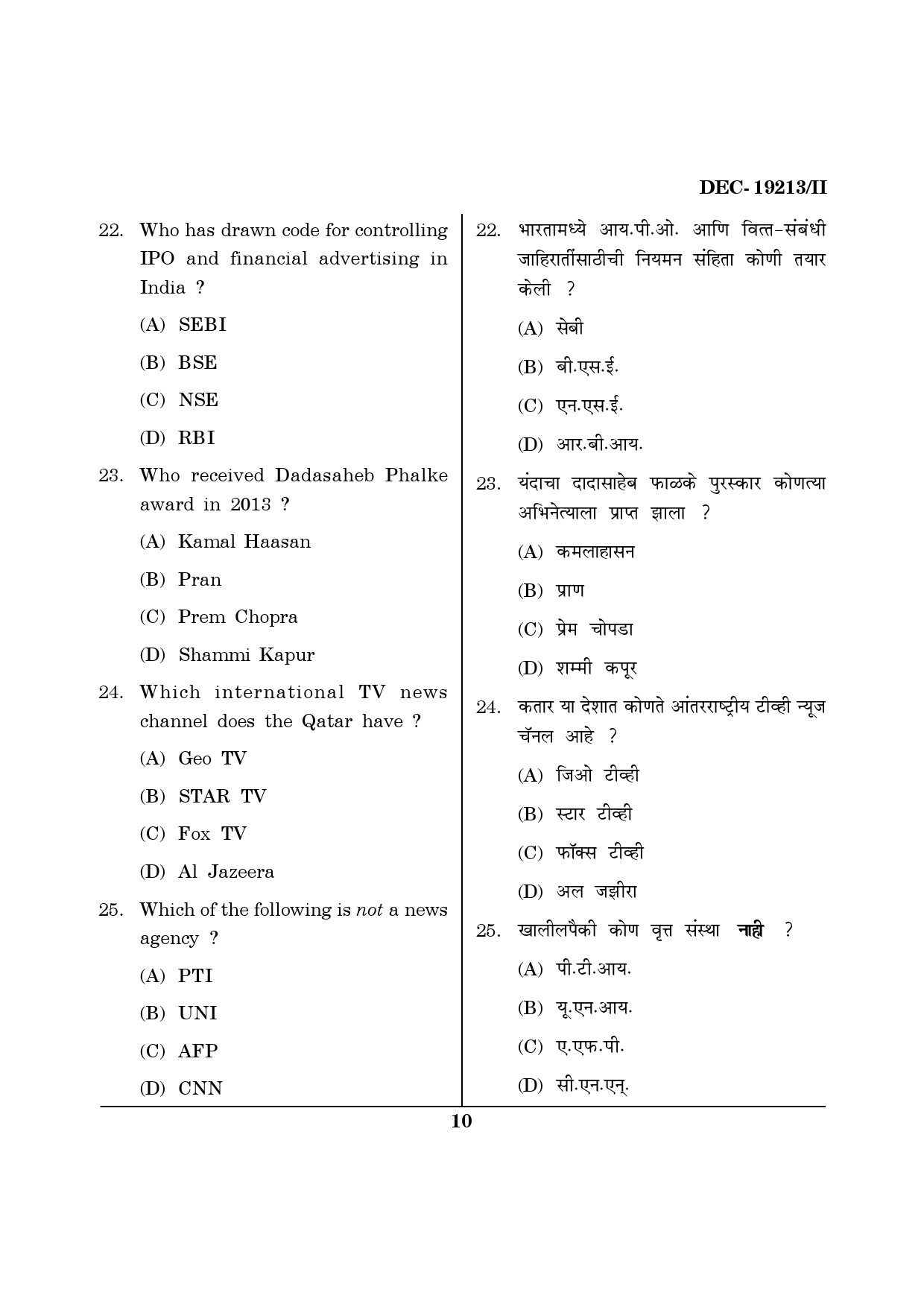 Maharashtra SET Journalism and Mass Communication Question Paper II December 2013 9