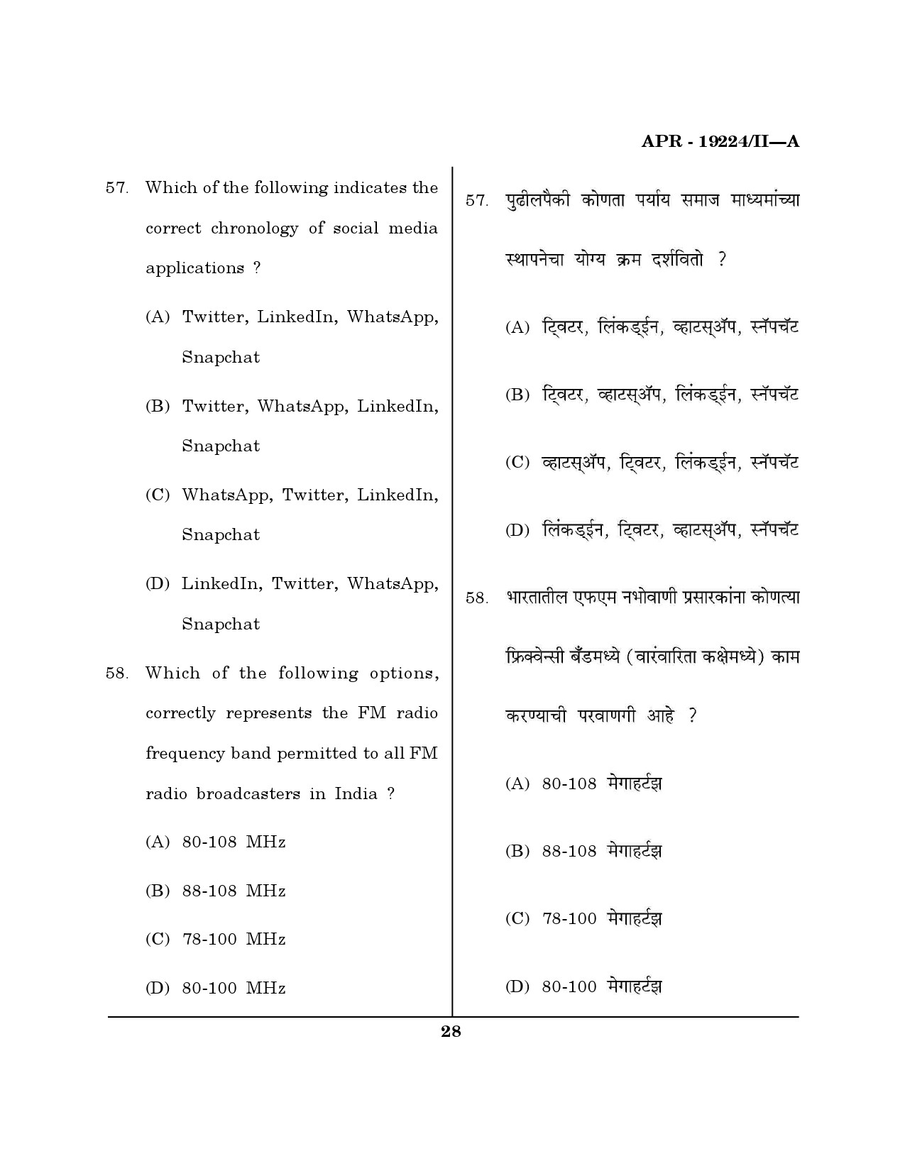 MH SET Journalism and Mass Communication Question Paper II April 2024 27