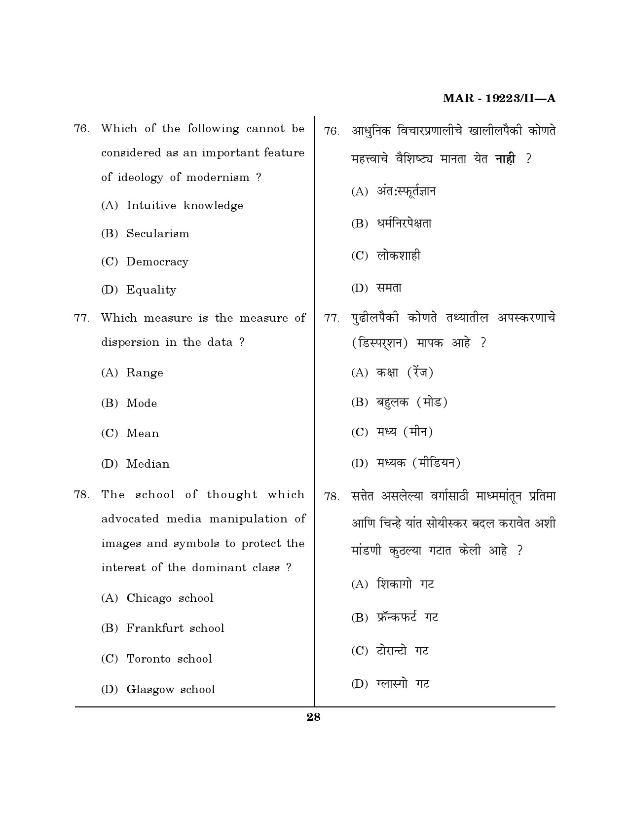 MH SET Journalism and Mass Communication Question Paper II March 2023 27