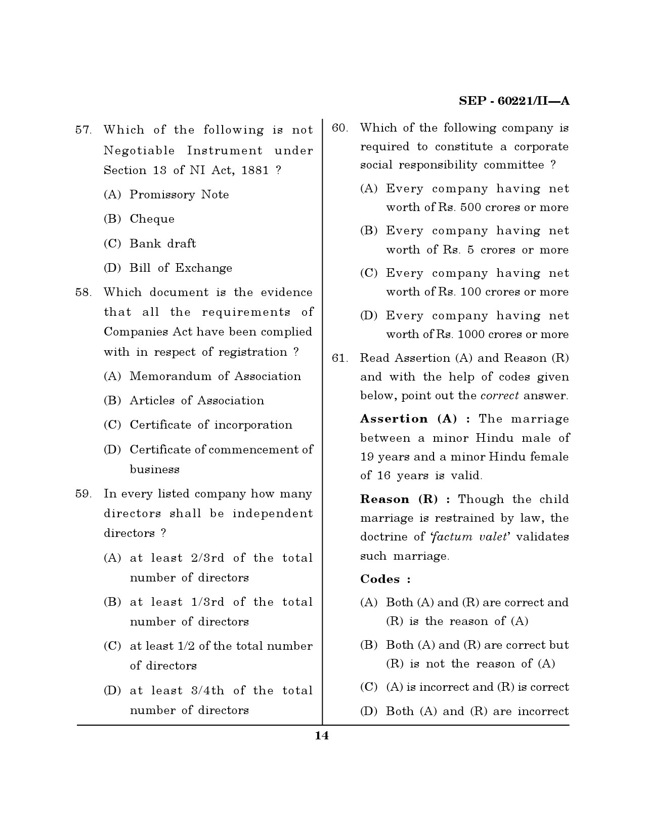 Maharashtra SET Law Exam Question Paper September 2021 13