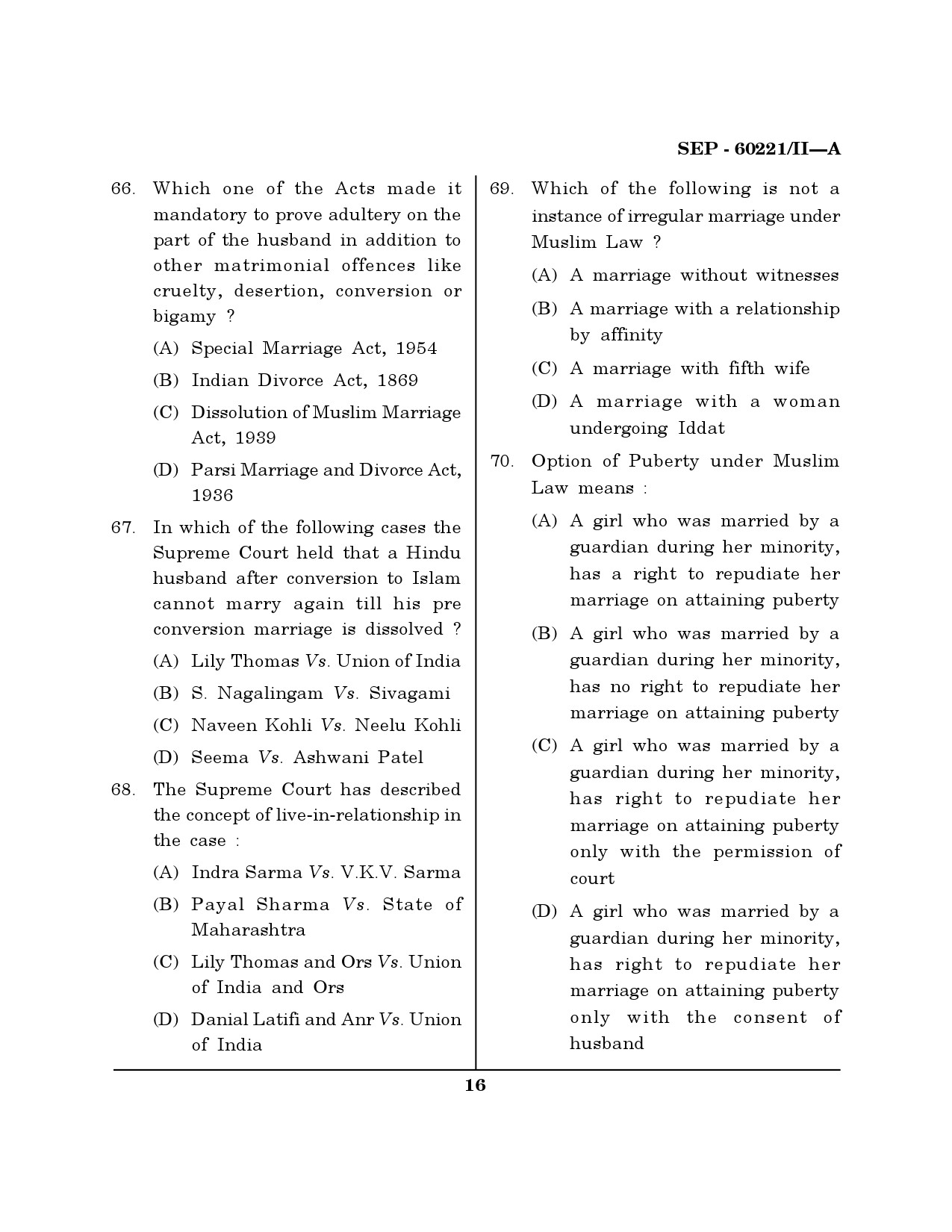 Maharashtra SET Law Exam Question Paper September 2021 15