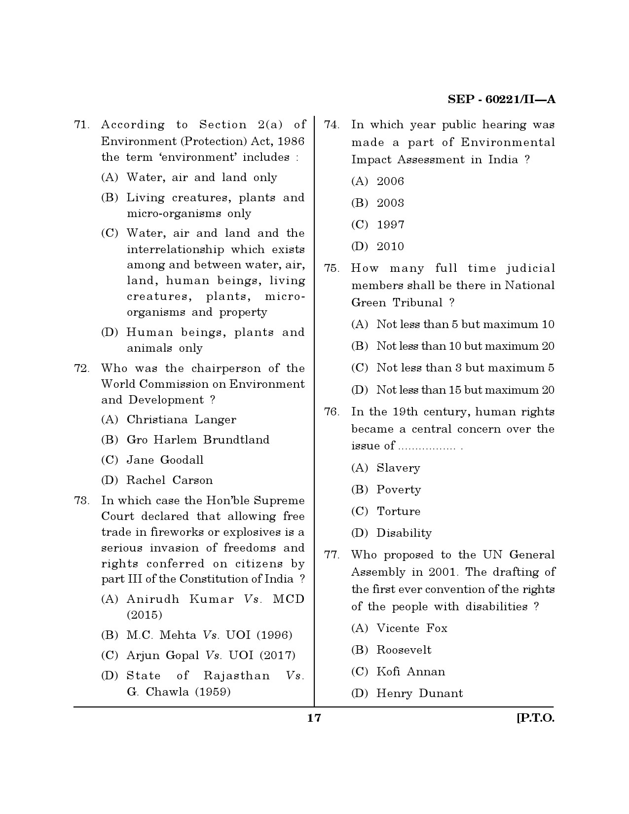Maharashtra SET Law Exam Question Paper September 2021 16