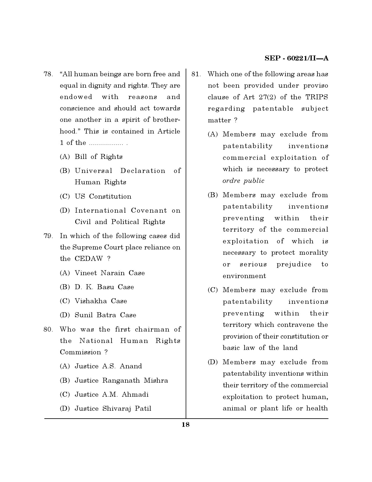 Maharashtra SET Law Exam Question Paper September 2021 17