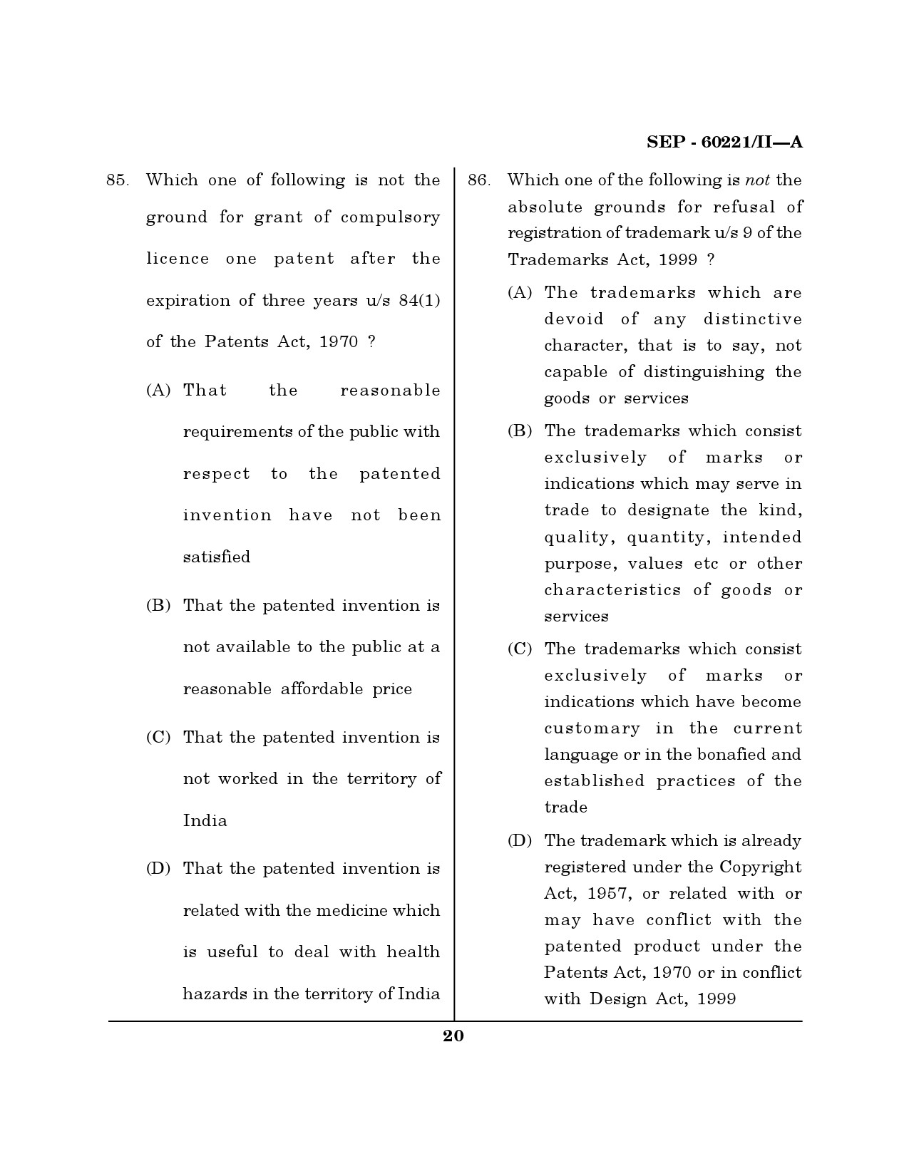 Maharashtra SET Law Exam Question Paper September 2021 19
