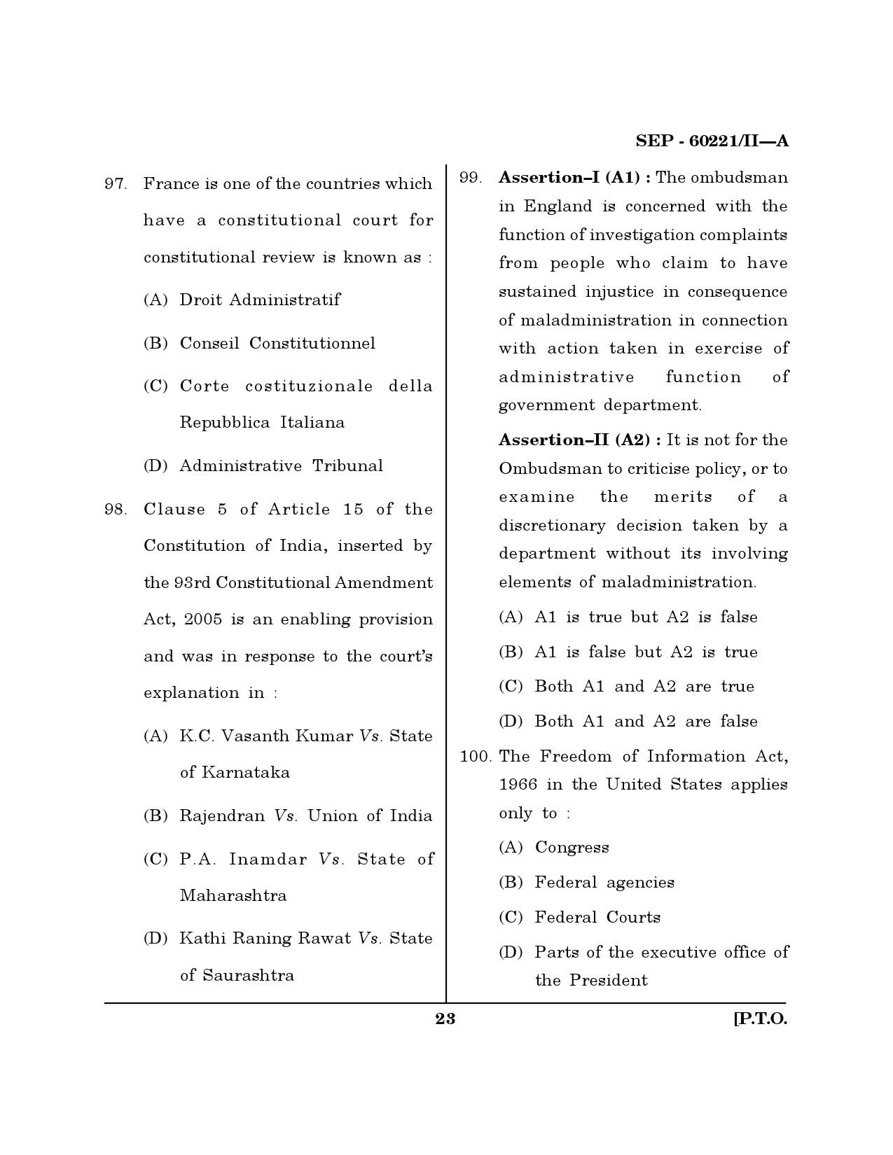 Maharashtra SET Law Exam Question Paper September 2021 22