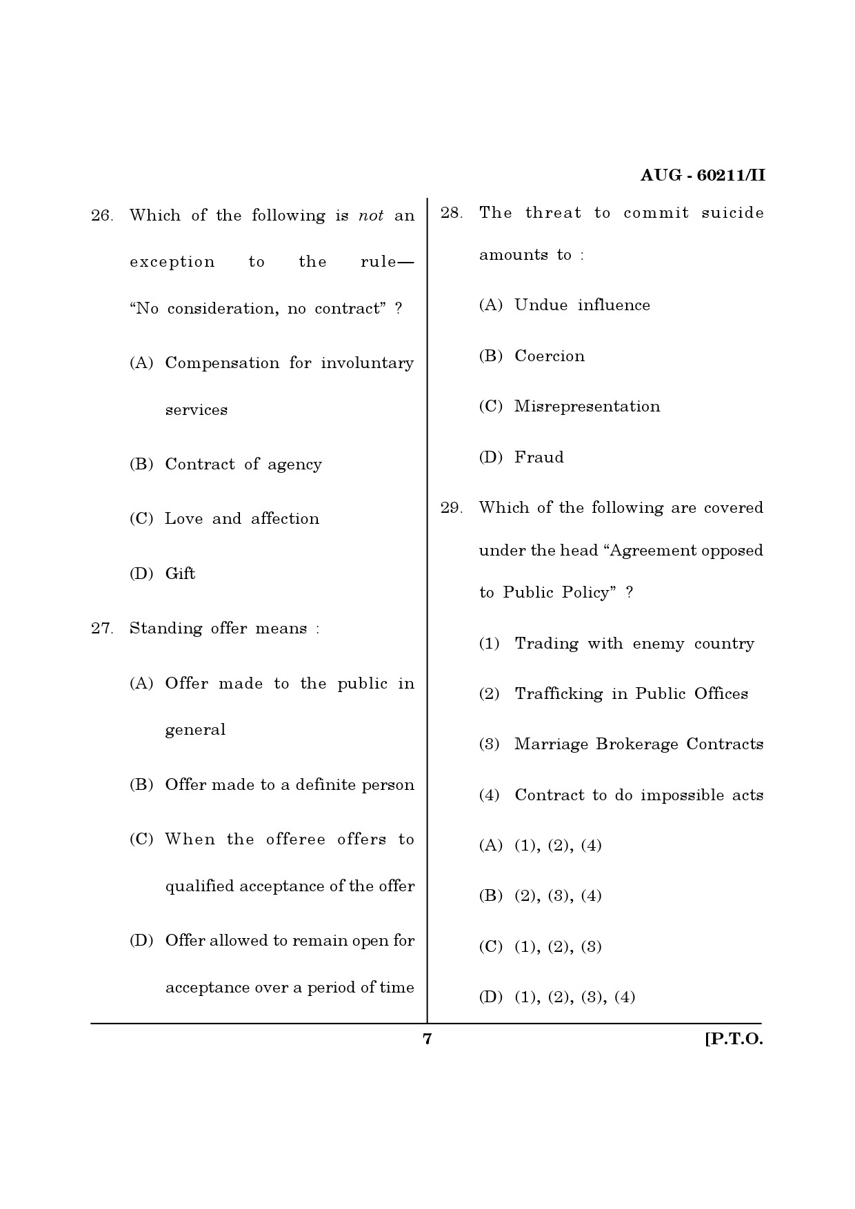 Maharashtra SET Law Question Paper II August 2011 7