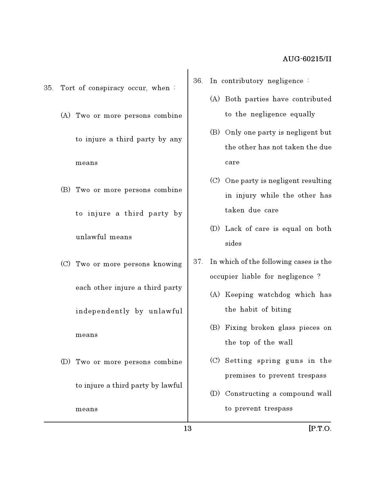 Maharashtra SET Law Question Paper II August 2015 12