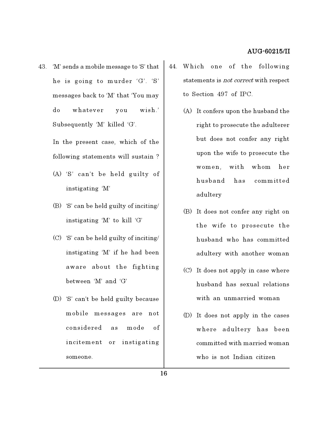 Maharashtra SET Law Question Paper II August 2015 15