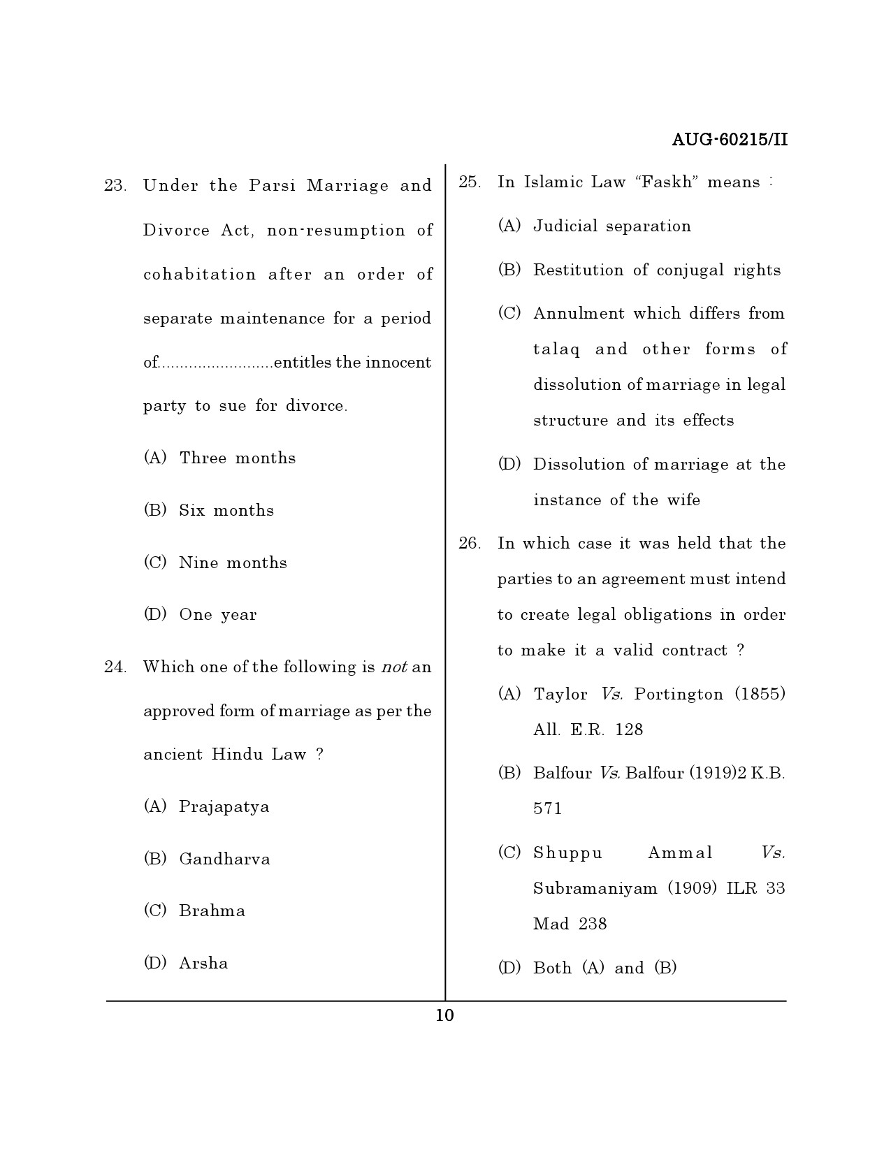 Maharashtra SET Law Question Paper II August 2015 9