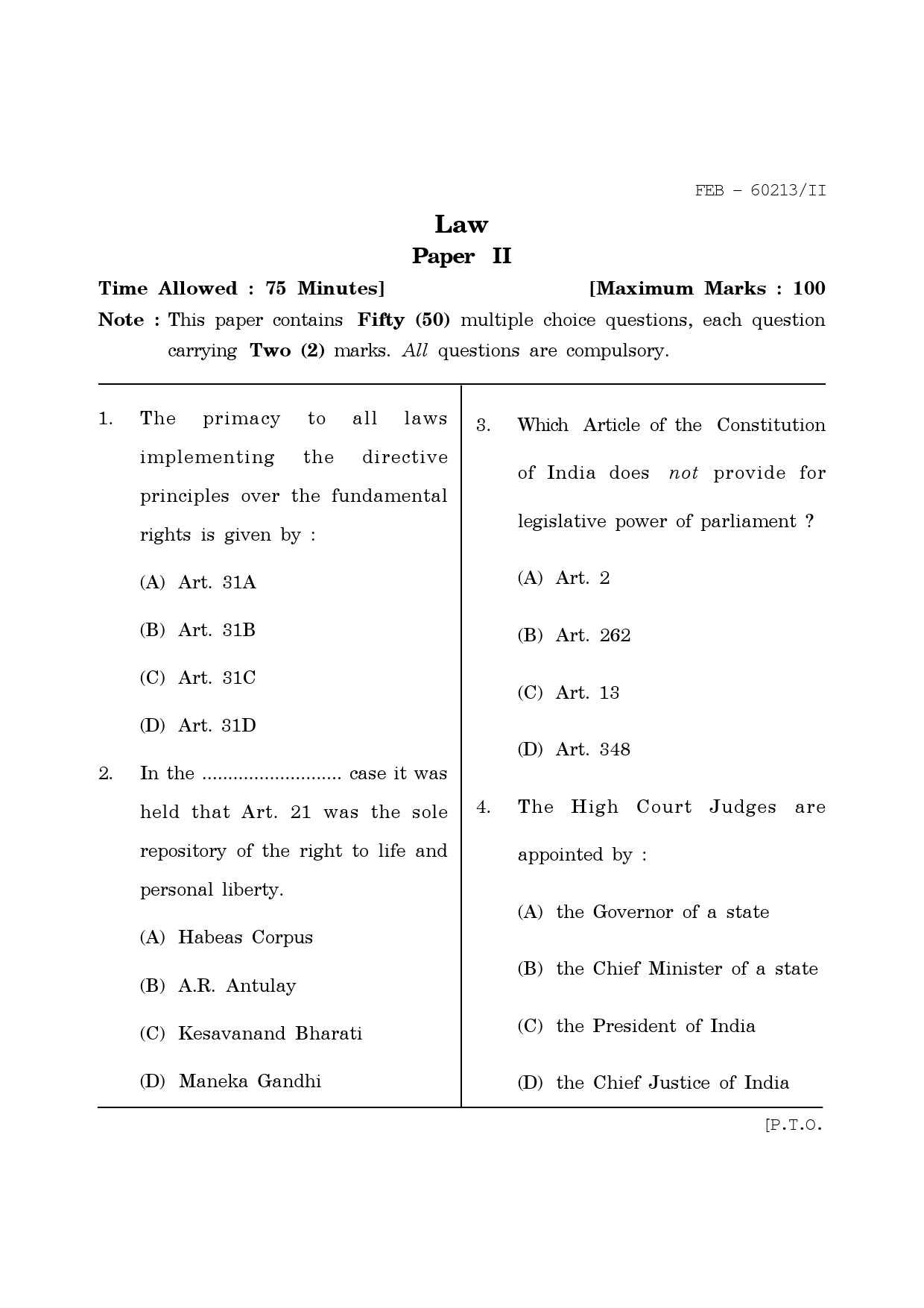 Maharashtra SET Law Question Paper II February 2013 1