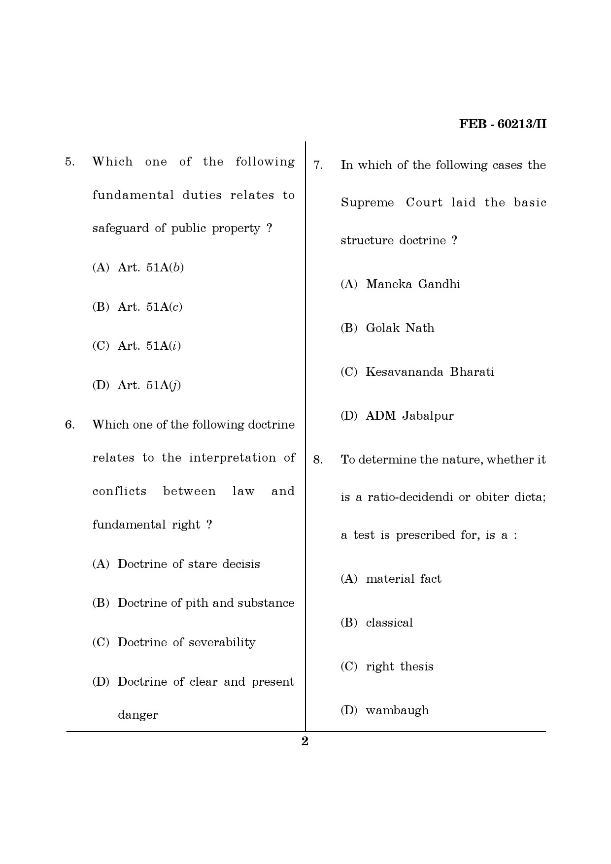 Maharashtra SET Law Question Paper II February 2013 2