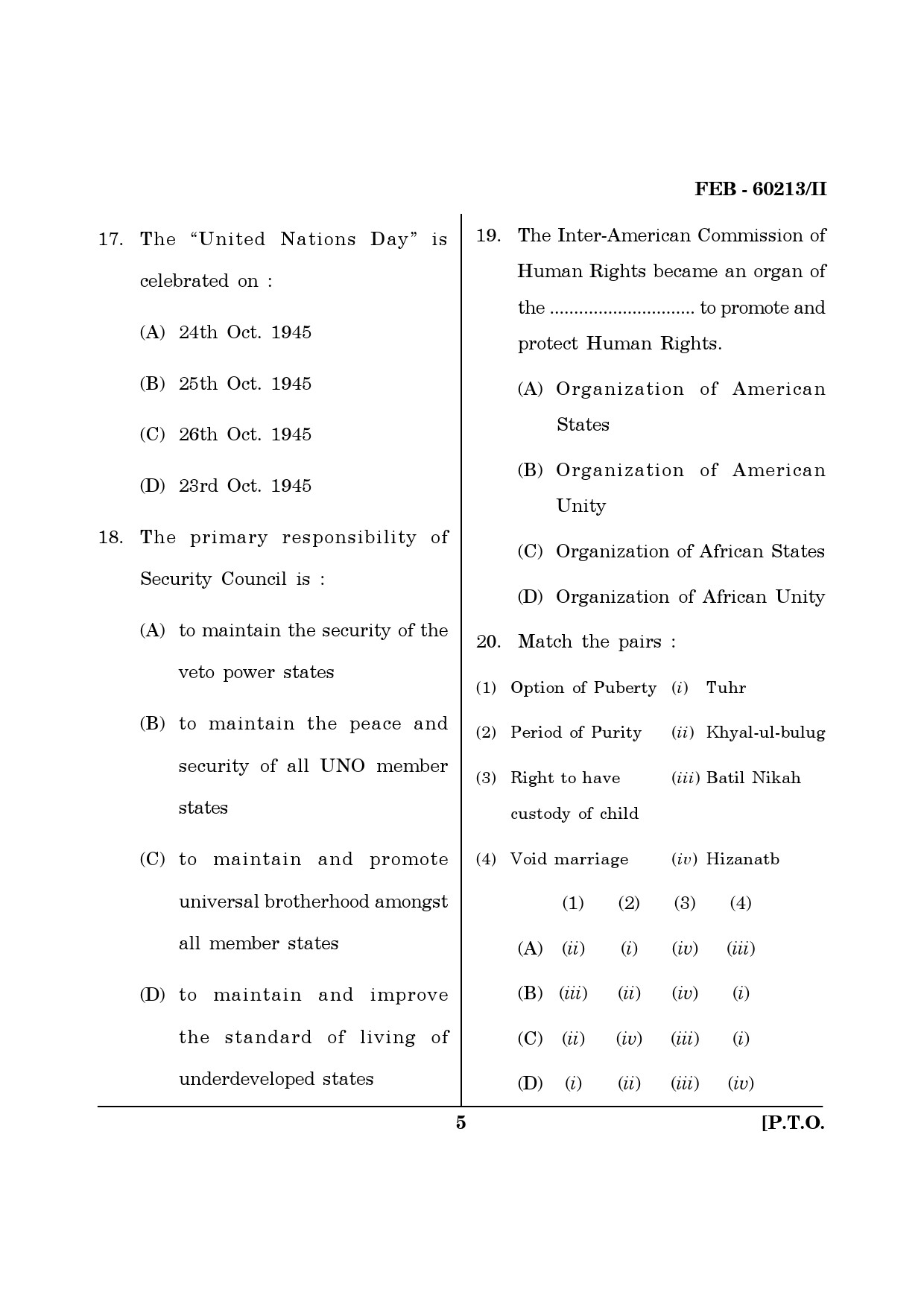 Maharashtra SET Law Question Paper II February 2013 5