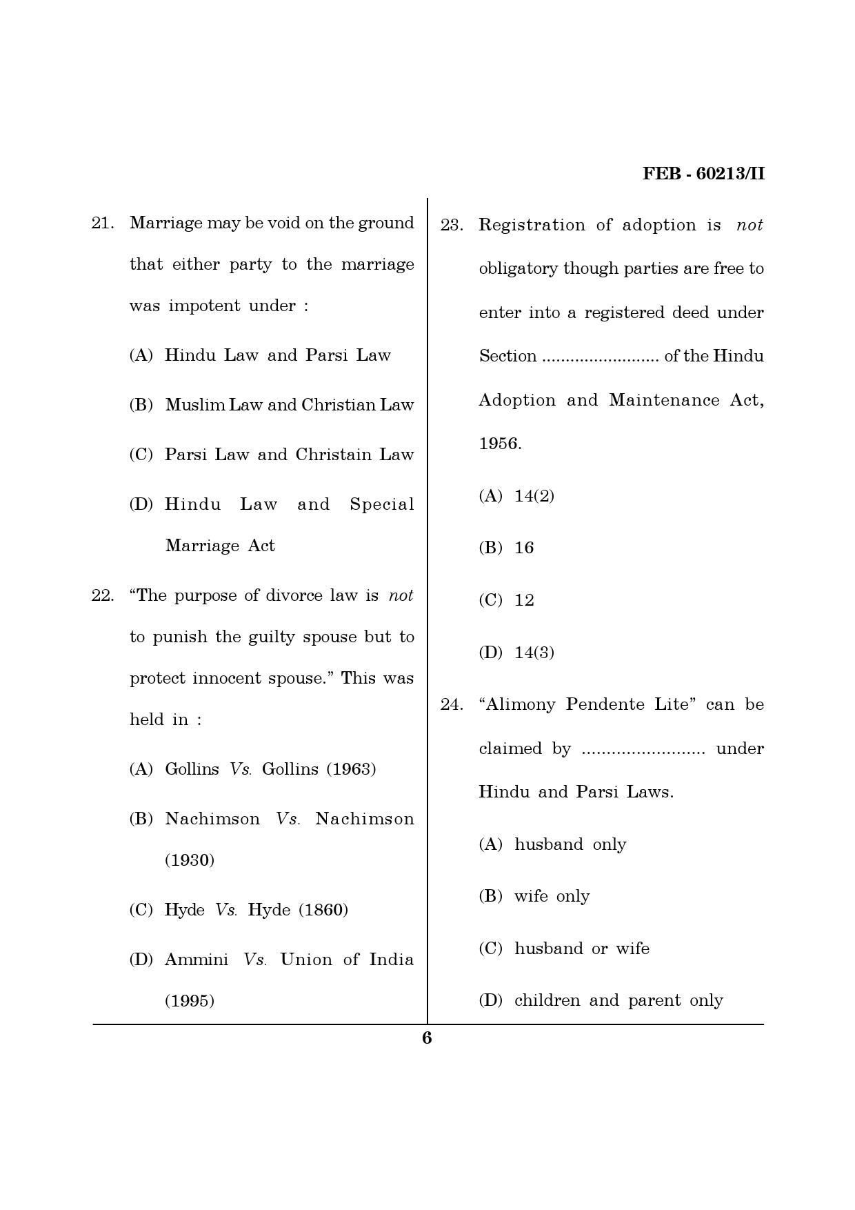 Maharashtra SET Law Question Paper II February 2013 6