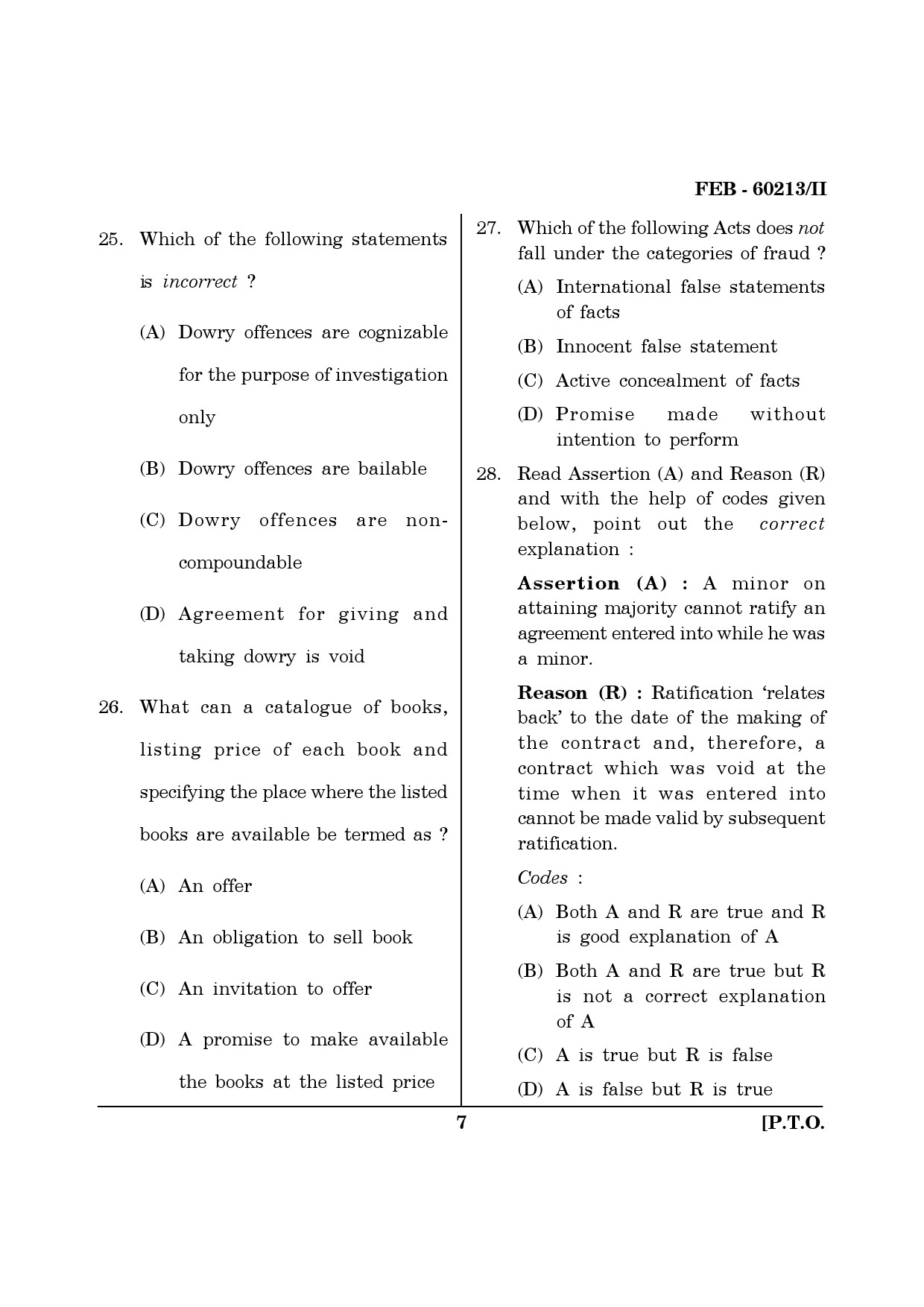 Maharashtra SET Law Question Paper II February 2013 7