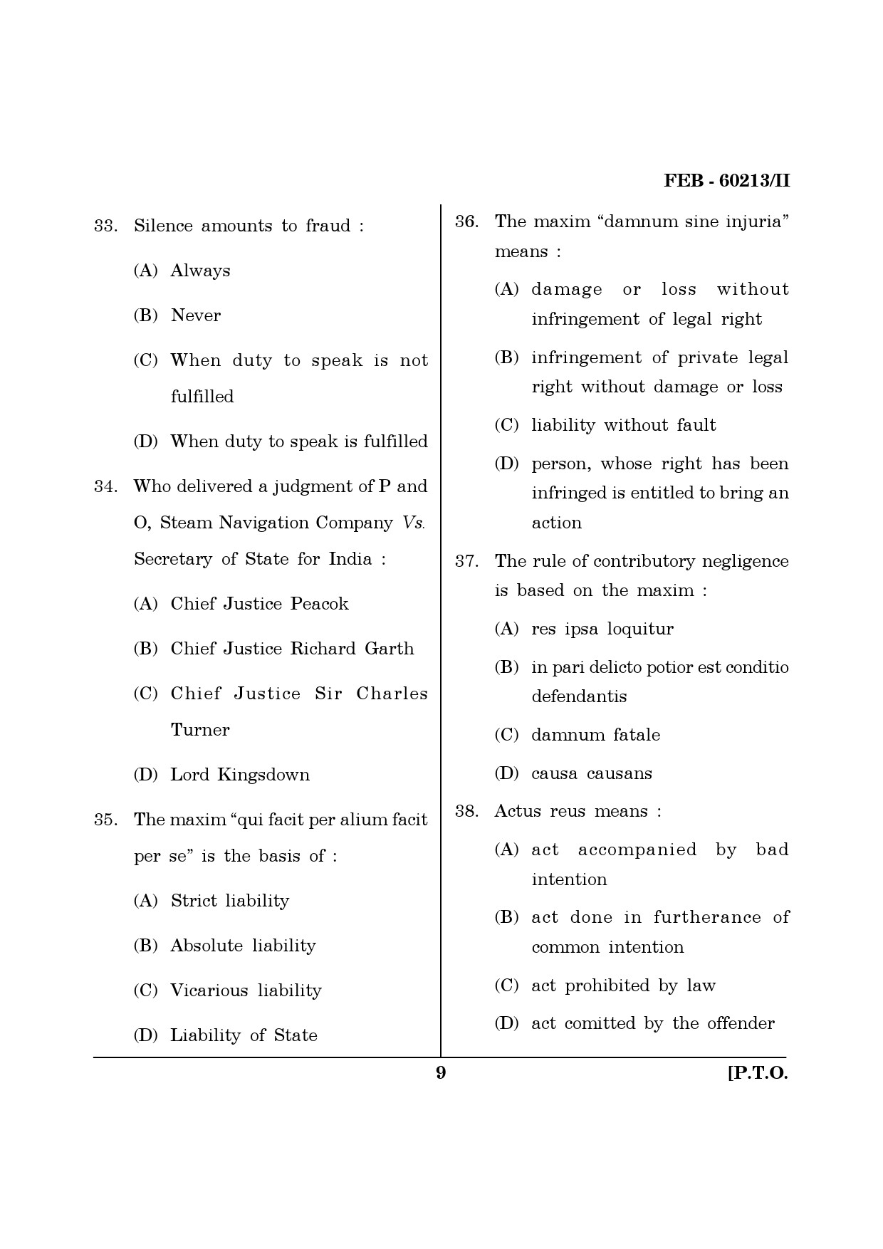 Maharashtra SET Law Question Paper II February 2013 9