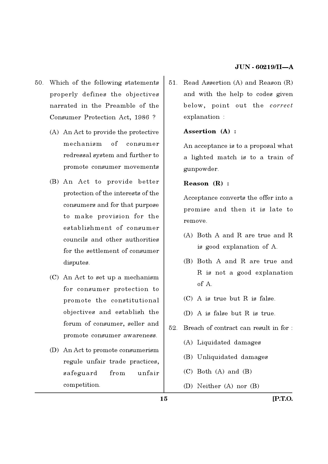 Maharashtra SET Law Question Paper II June 2019 14