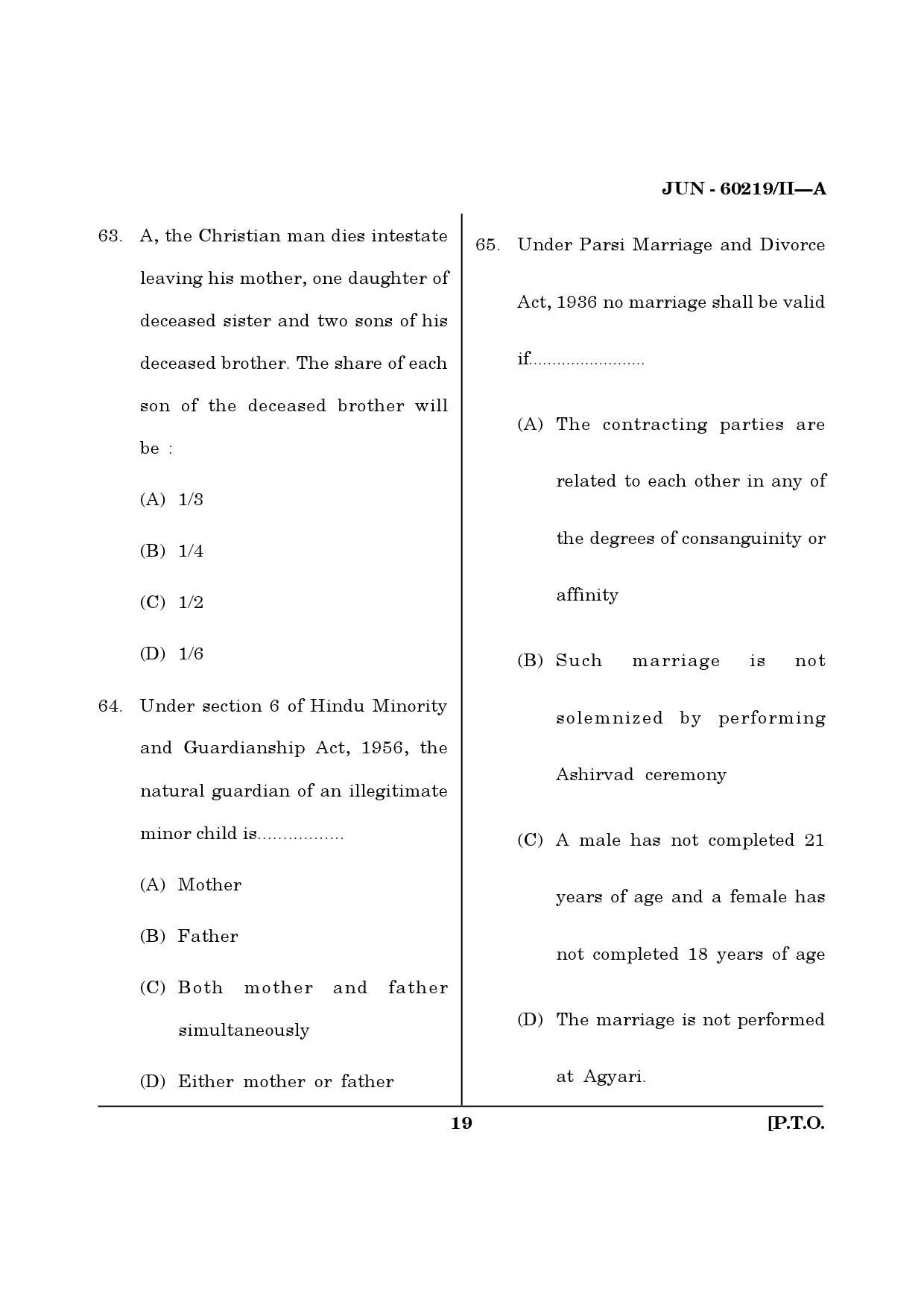 Maharashtra SET Law Question Paper II June 2019 18