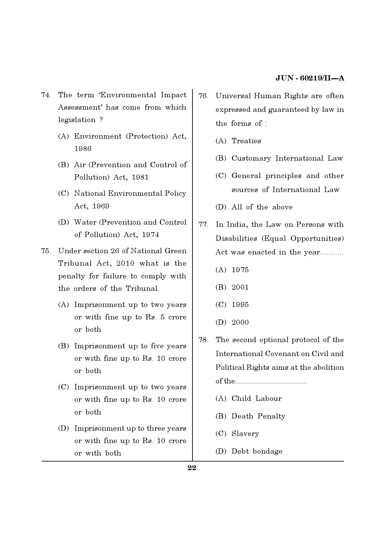 Maharashtra SET Law Question Paper II June 2019 21