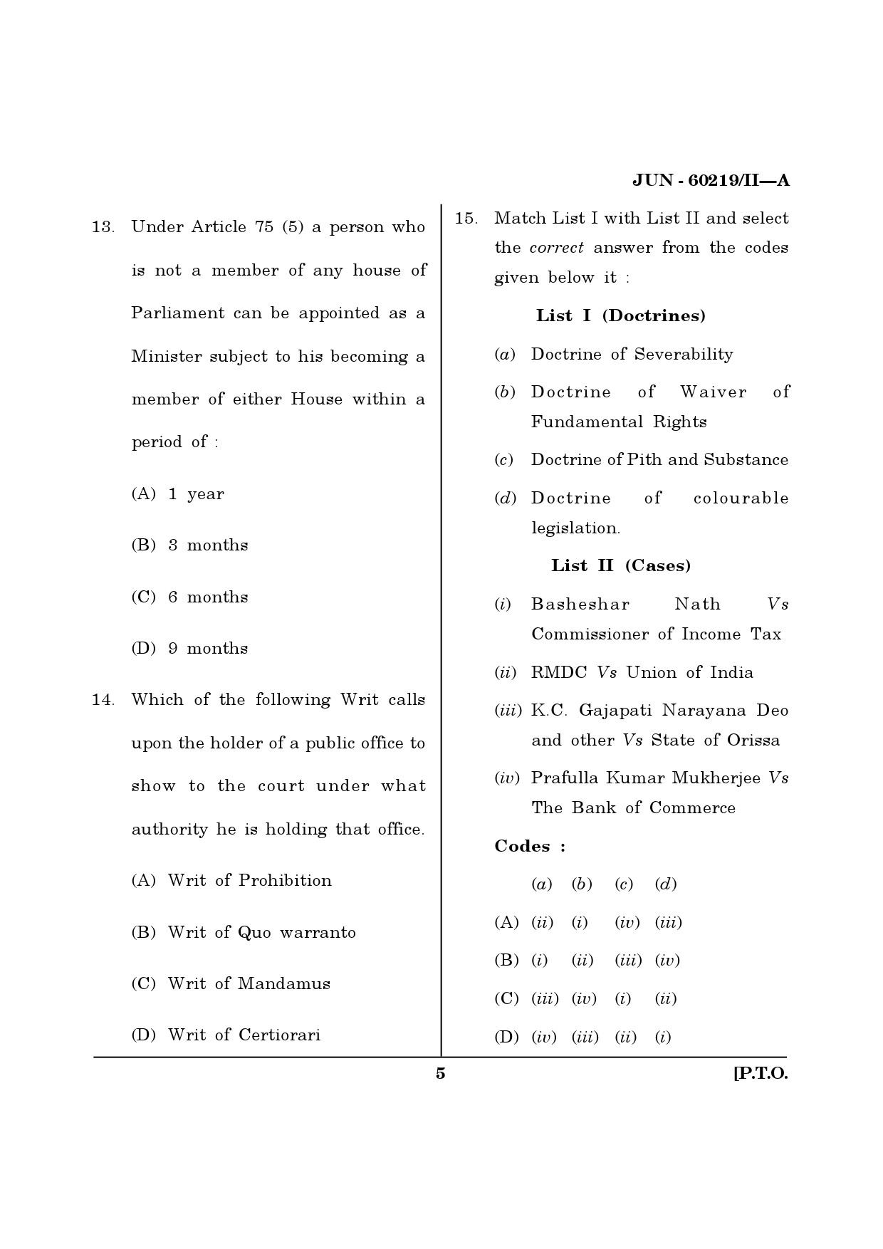 Maharashtra SET Law Question Paper II June 2019 4
