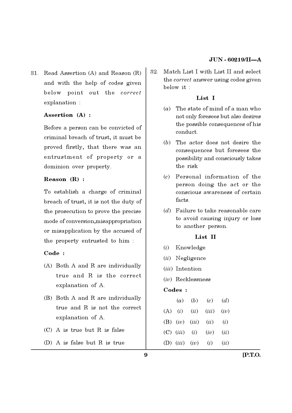 Maharashtra SET Law Question Paper II June 2019 8