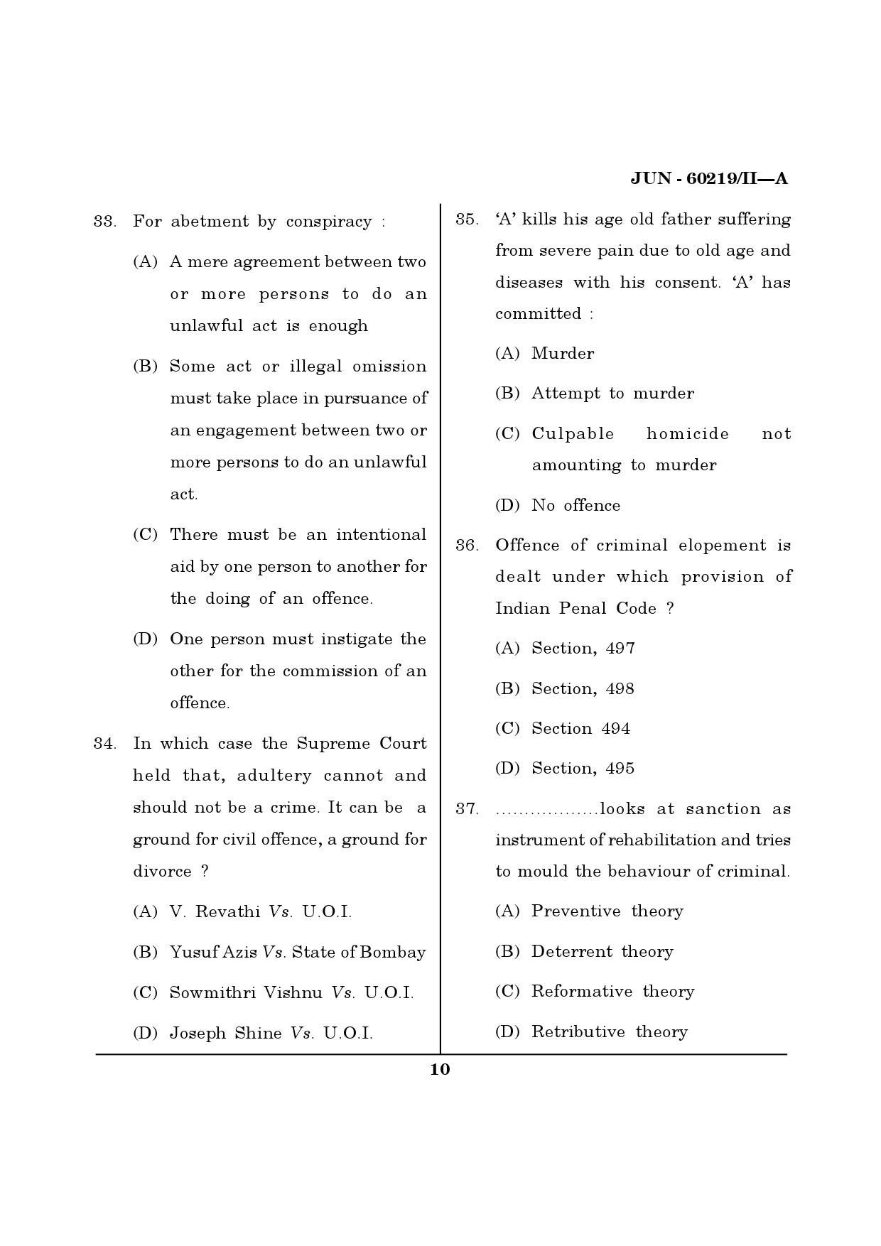 Maharashtra SET Law Question Paper II June 2019 9